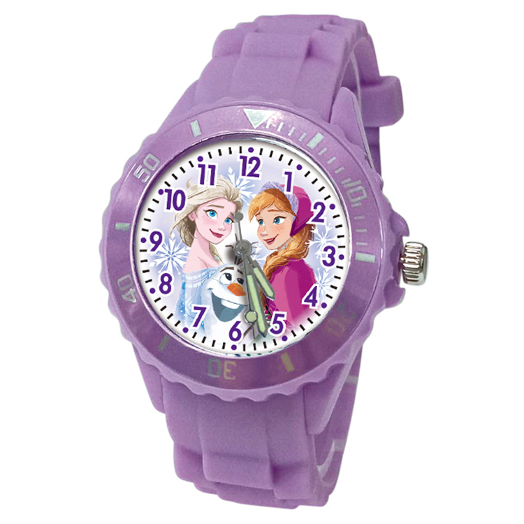 【迪士尼】冰雪奇緣1運動彩帶手錶 (粉紫色)