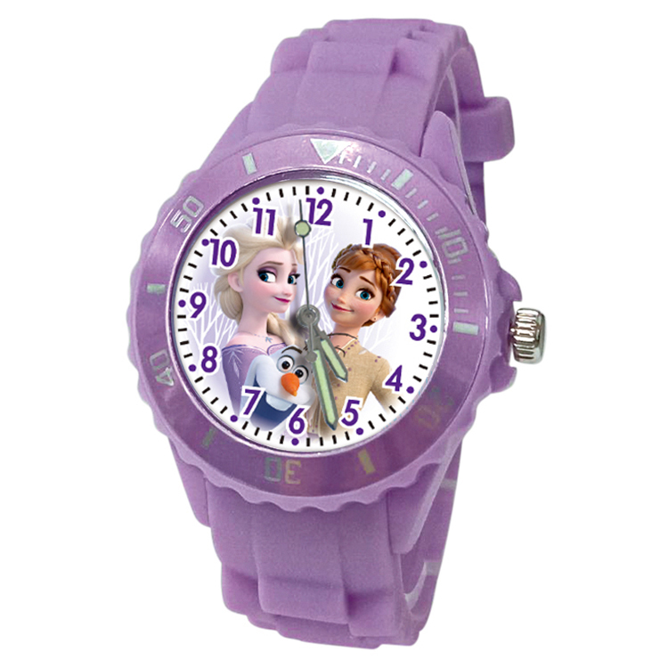 【迪士尼】冰雪奇緣2運動彩帶手錶 (粉紫色)