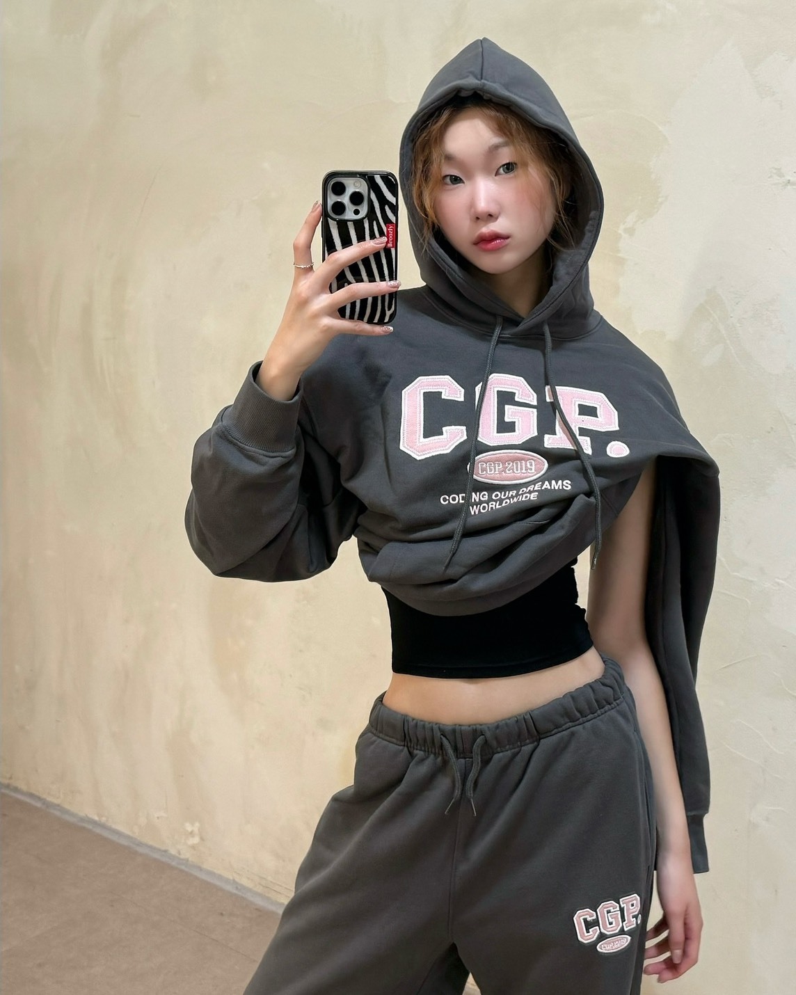 【1/23 - 1/25 週末優惠】韓國 Code:graphy CGP 經典 拱形 Arch Logo 炭灰 舒適棉褲