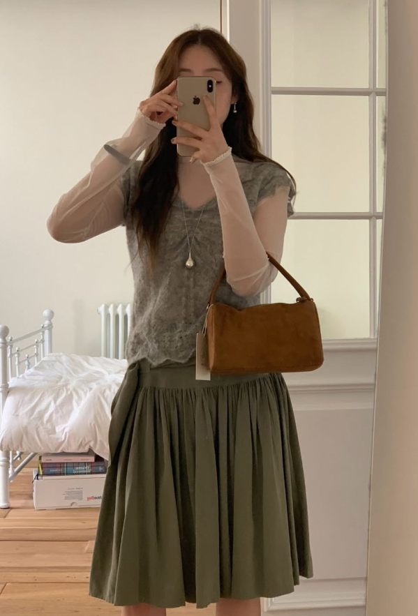 BYC01BA082CL 韓國焦糖啡韓系雙手柄斜拉鏈小袋子