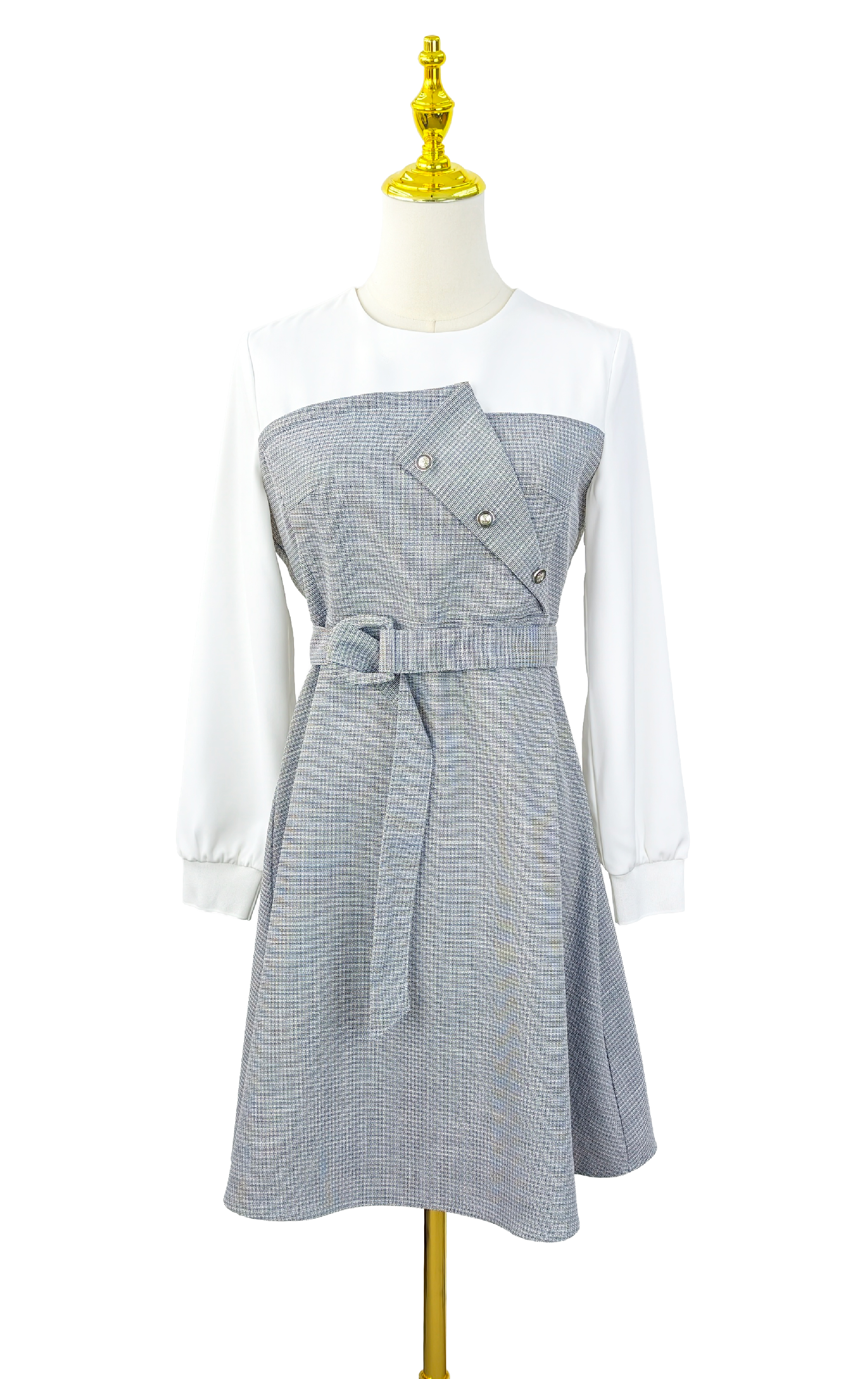 D-button Patchwork Jumpsuit OP0597