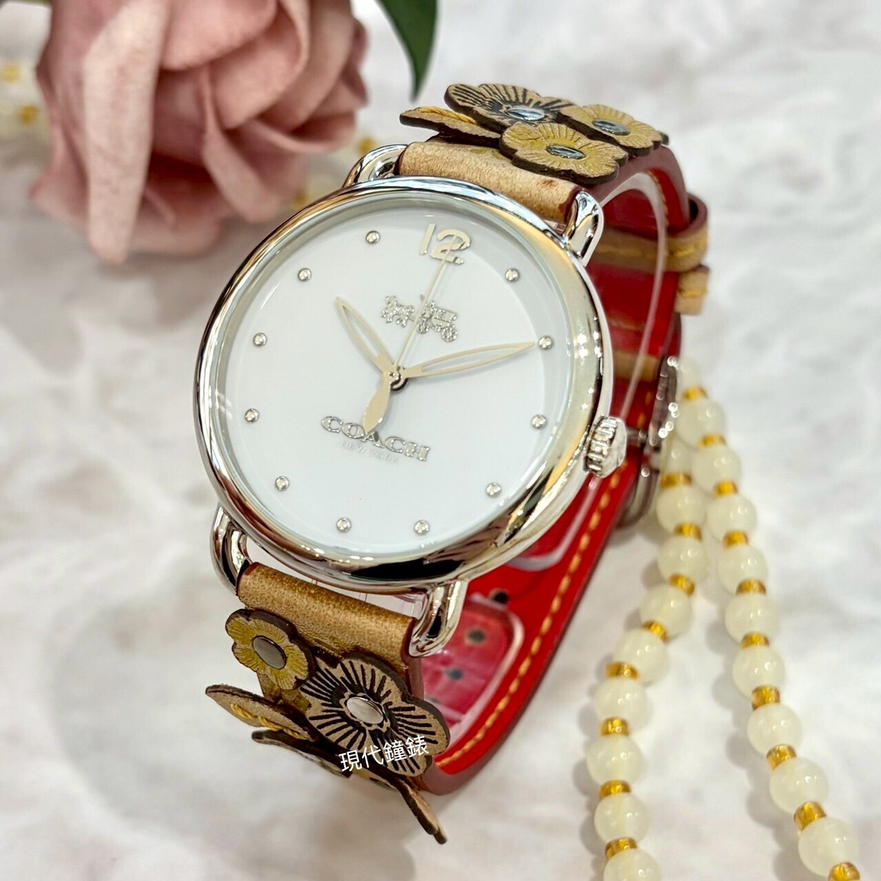 【COACH】COACH花系列皮帶款CO14502744  36mm 現代鐘錶