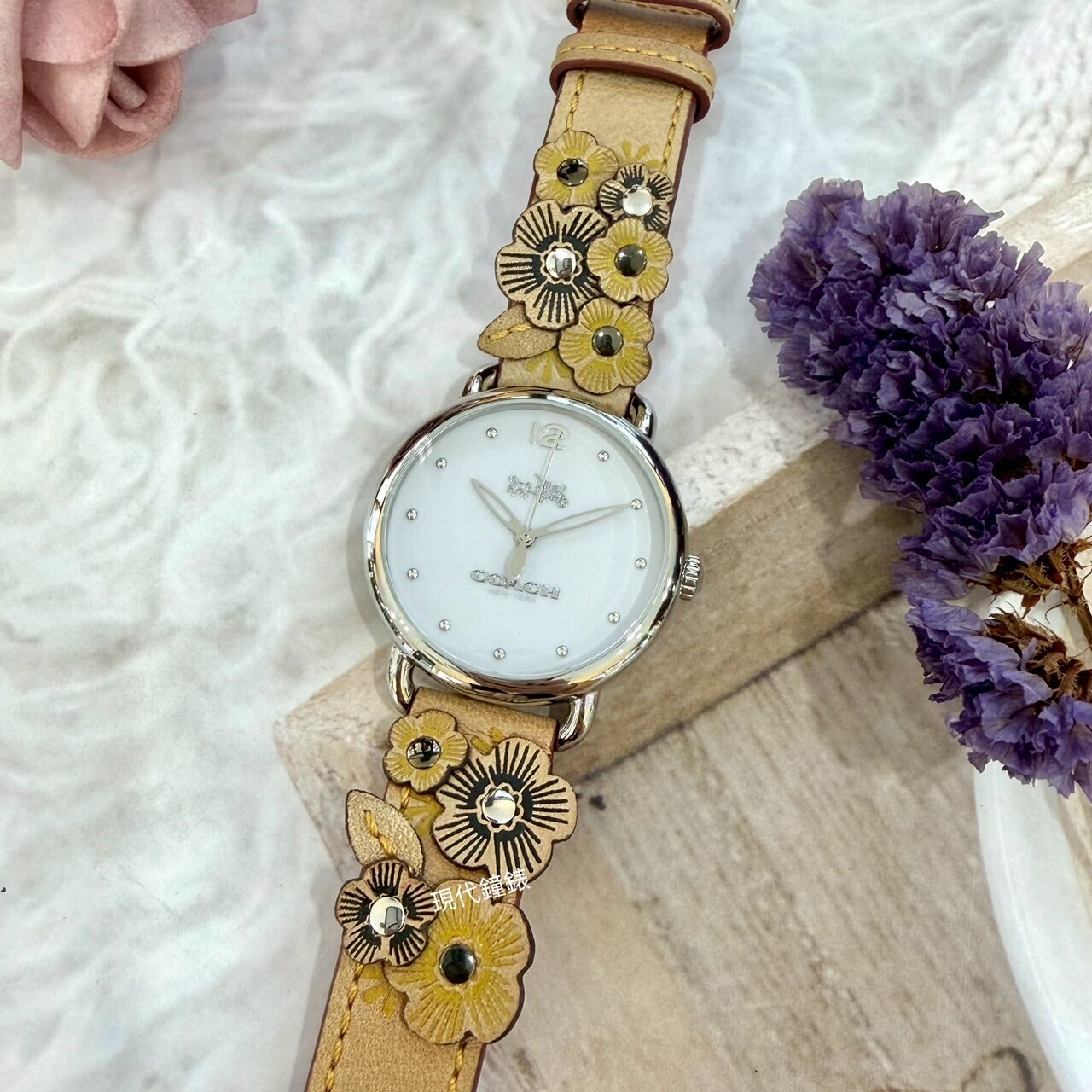 【COACH】COACH花系列皮帶款CO14502744  36mm 現代鐘錶