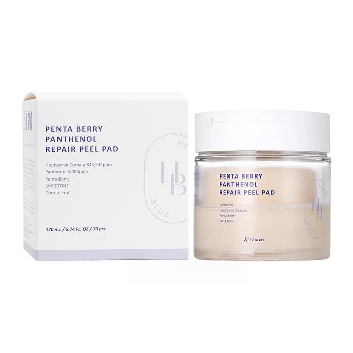 HEVEBLUE Five-Berry Panthenol Repairing Exfoliating and Toning Cotton Pads (70 pads) 736667