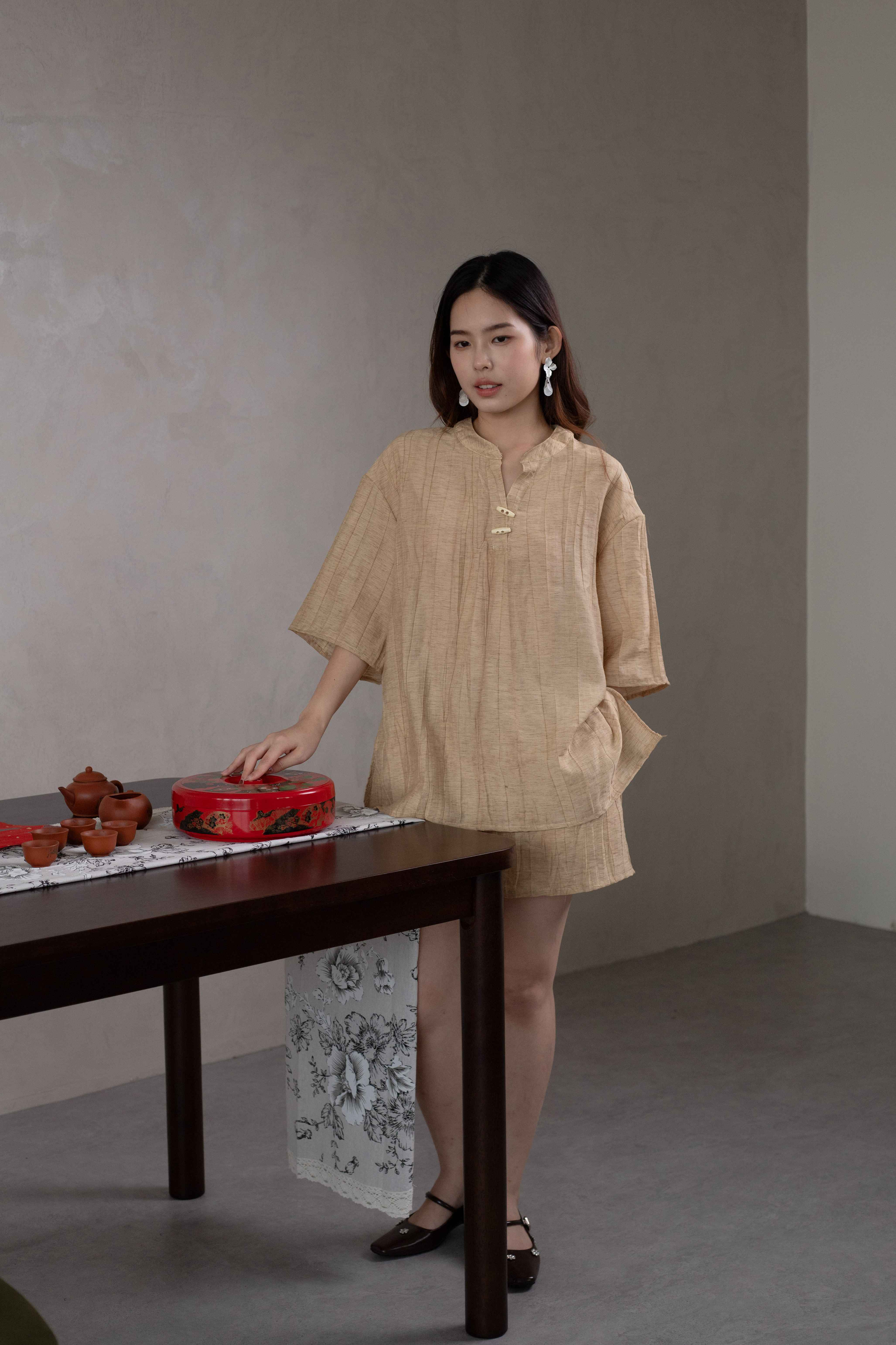 Chu En Relaxed Setwear Khaki-2633SSKHA