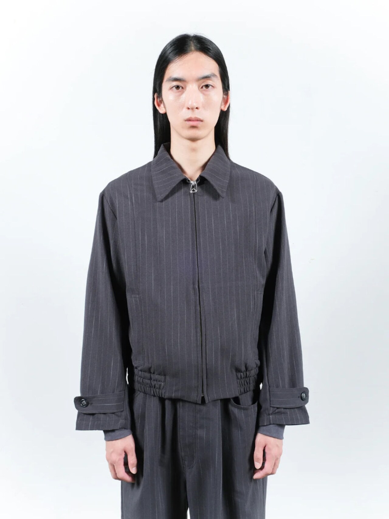 JieDa - STRIPE ZIP JACKET / 2COLORS
