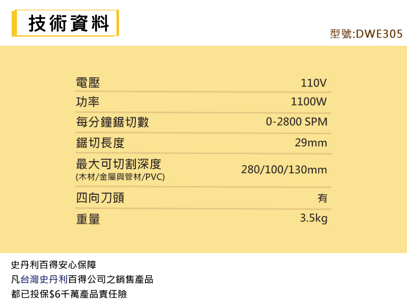 得偉 DEWALT 四向 軍刀鋸 DWE305PK 調速按鈕 DWE305