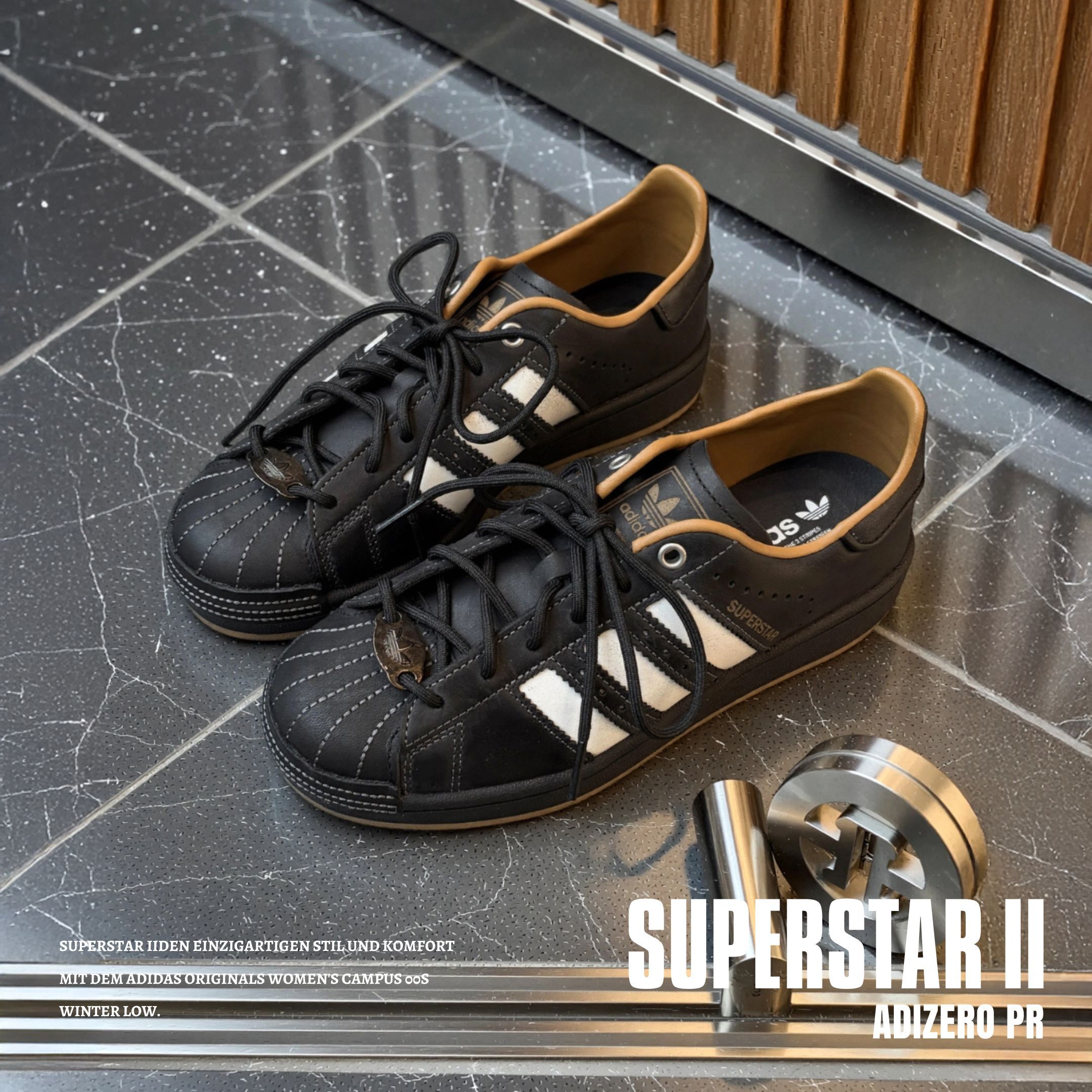 NICEDAY 代購 Adidas Superstar II Black 黑 黑魂 黑鞋 黑金 皮革 KI6590