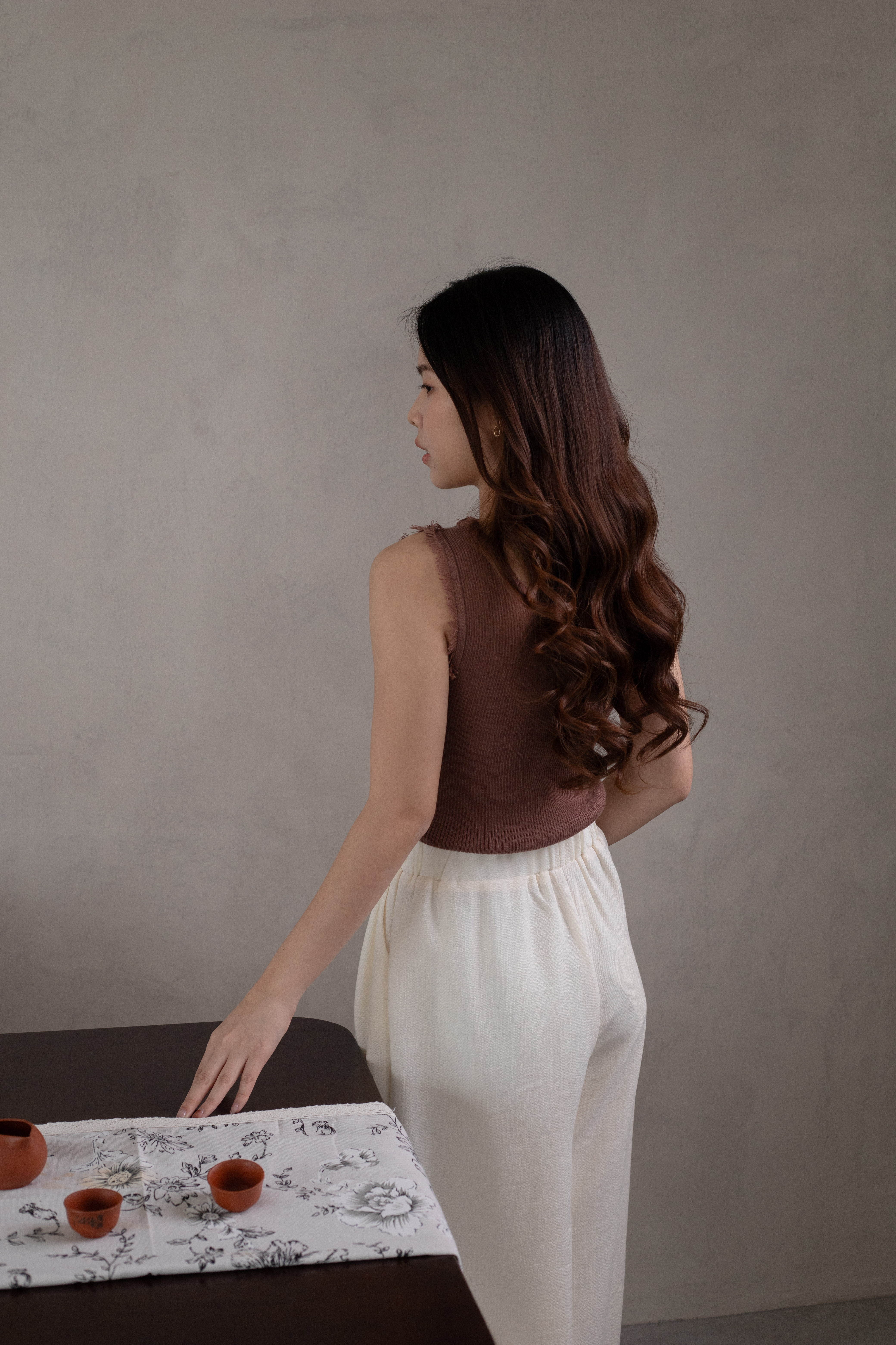 Chu En Wide Leg Pants Beige-2629PLBEI