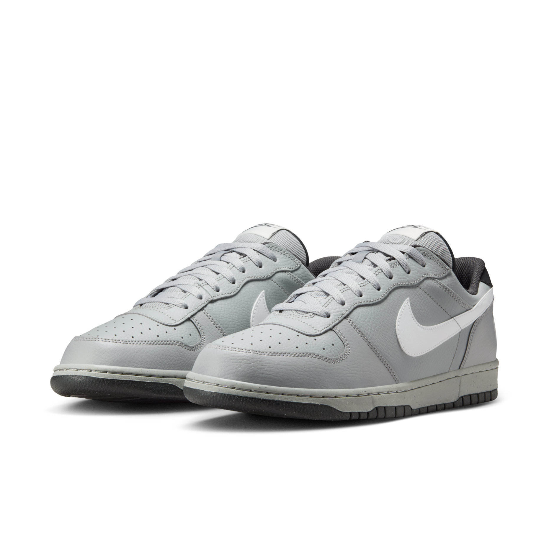 男鞋 NIKE BIG LOW 煙灰白黑 皮革 低筒 大LOGO 休閒鞋【355152-017】