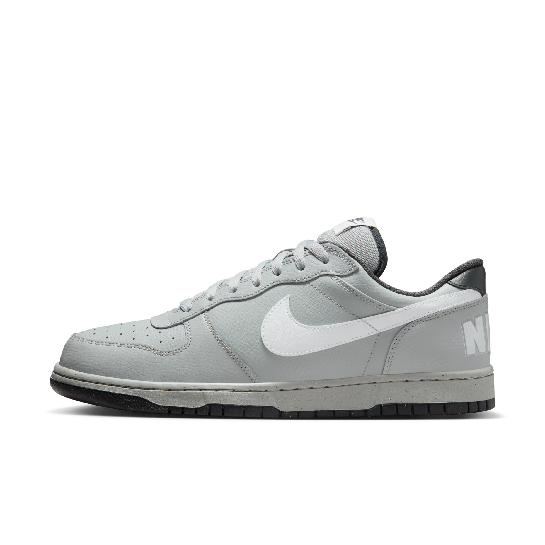 男鞋 NIKE BIG LOW 煙灰白黑 皮革 低筒 大LOGO 休閒鞋【355152-017】