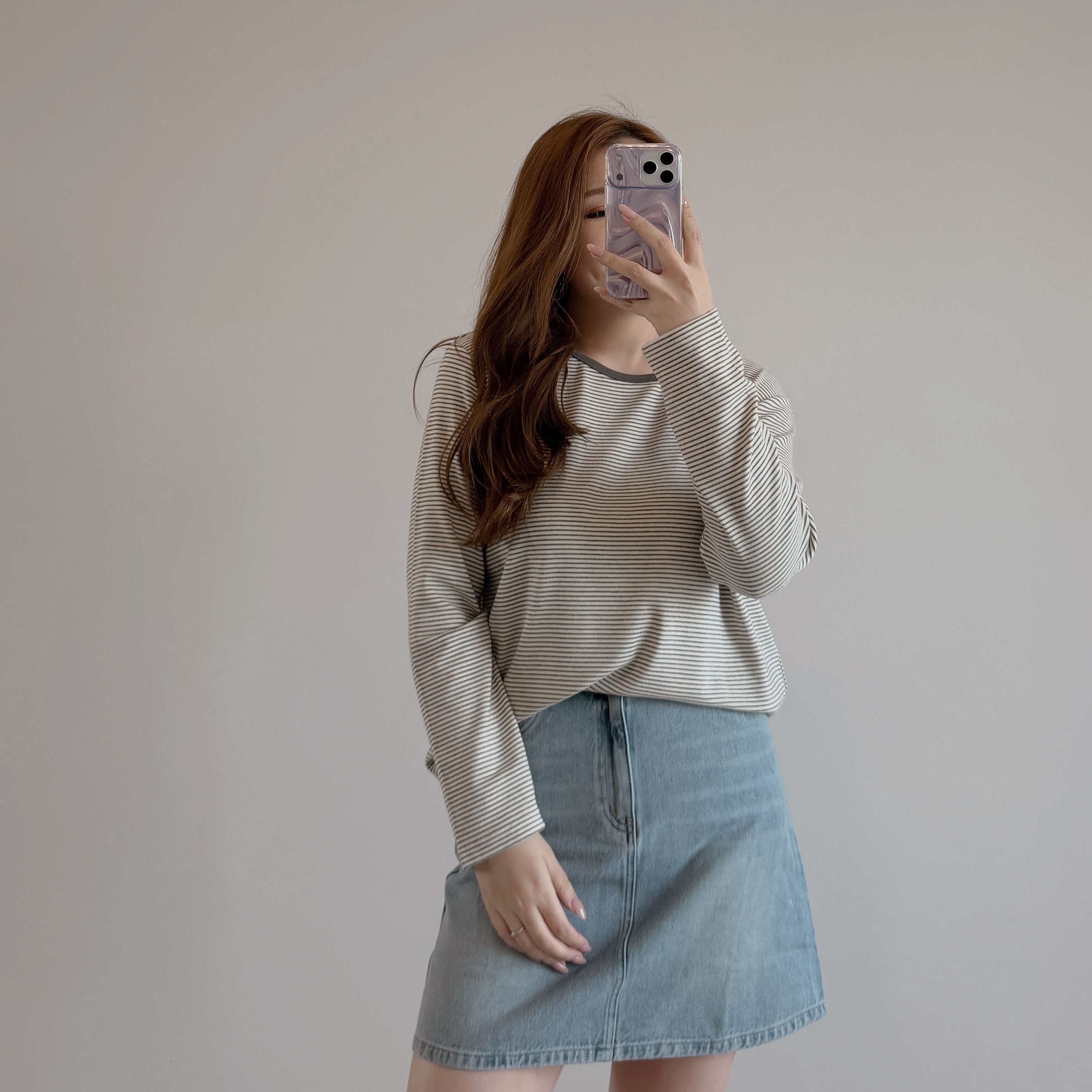 現貨 7325 軟滑橫間長袖Tee