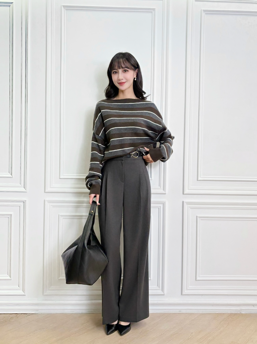 船領橫條紋針織上衣