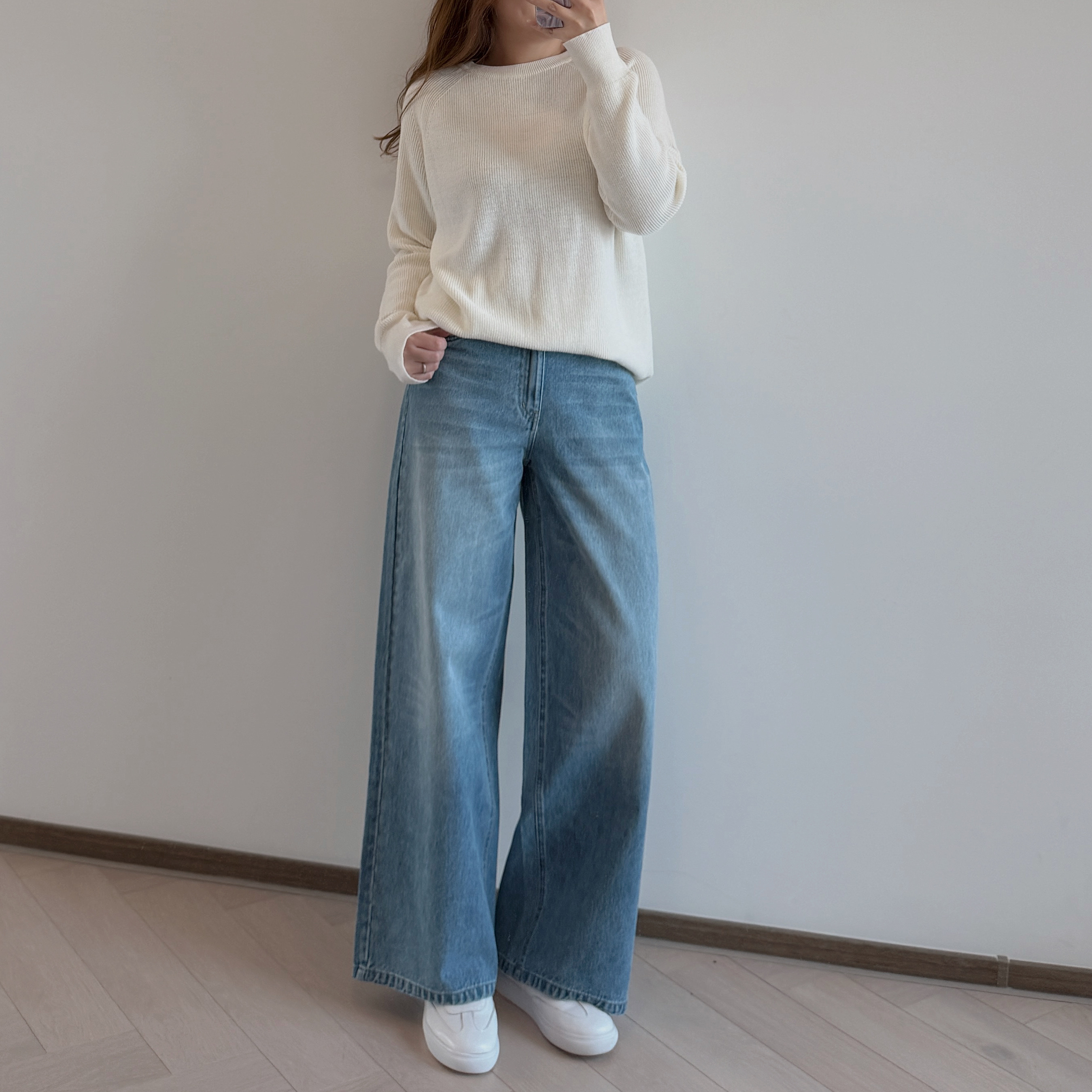 現貨 7366 藍調直筒闊腳牛仔褲