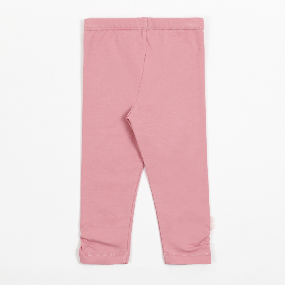 PIPPY 舒適彈性棉下抽皺內搭長褲 粉紫