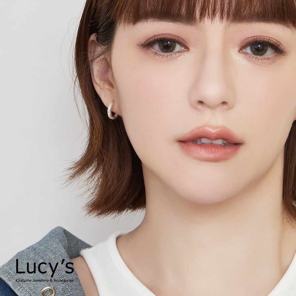 925純銀 紋路亮點 易扣耳環 (126621)