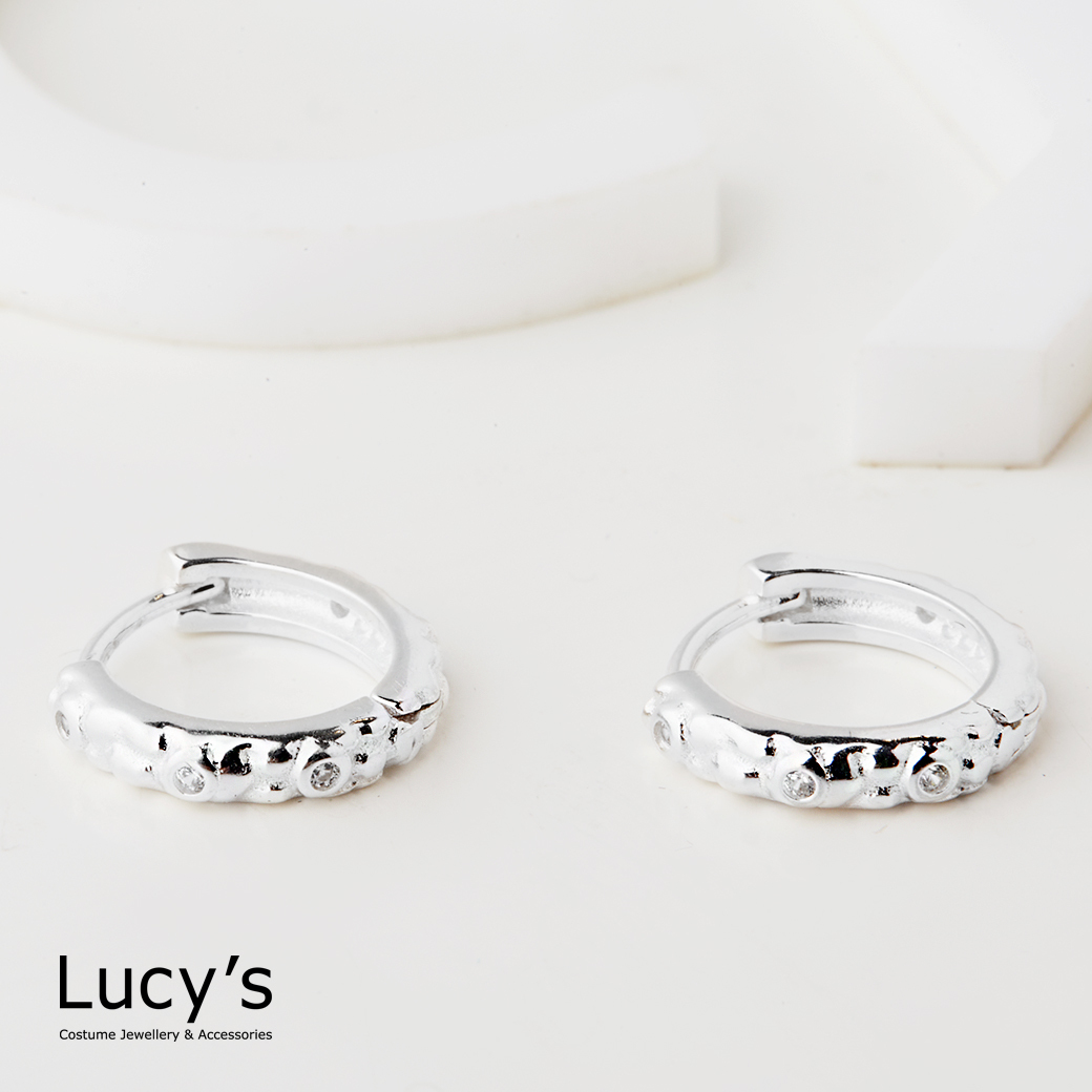 925純銀 紋路亮點 易扣耳環 (126621)