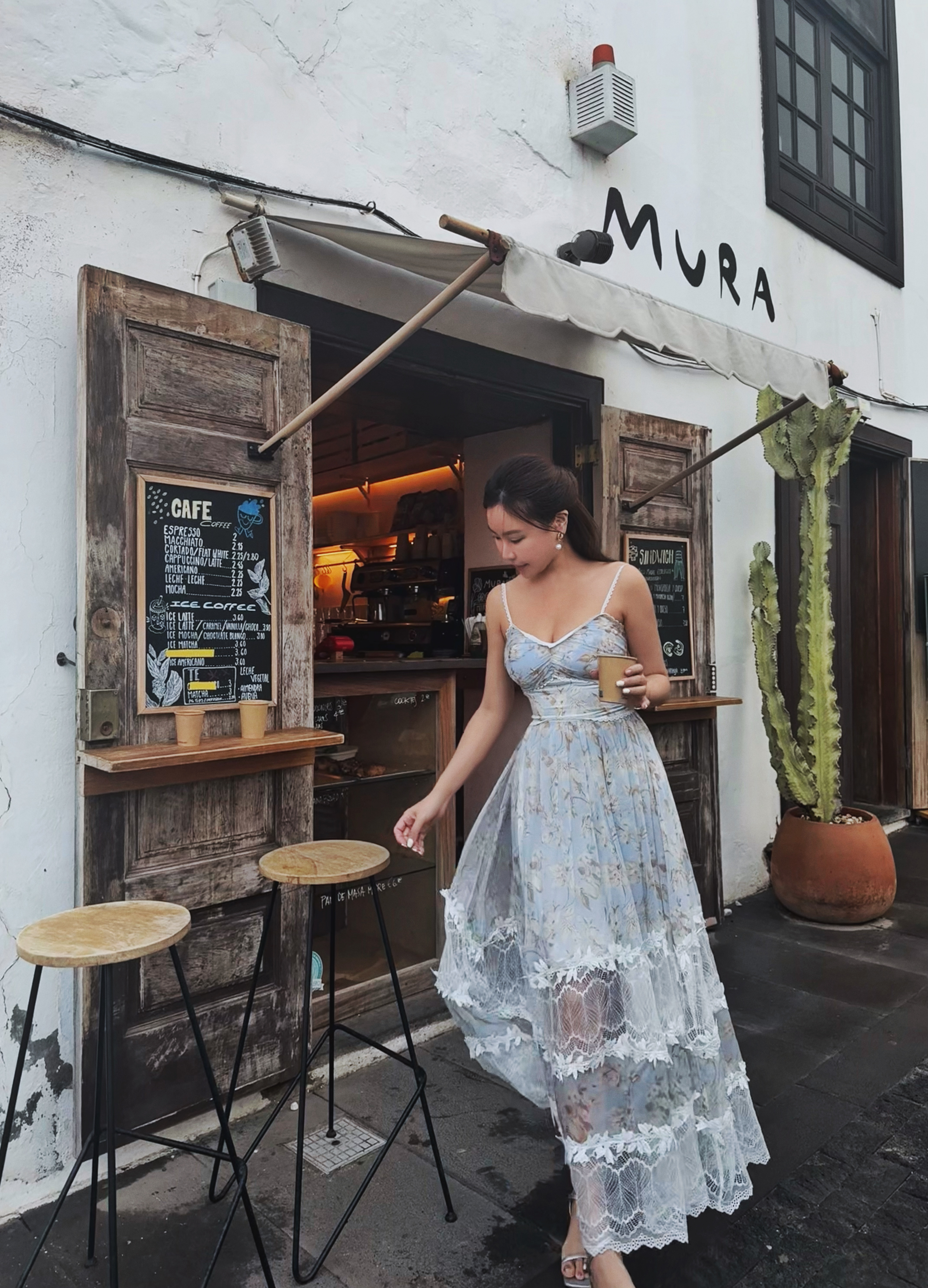 Flora 夢幻花園 細肩帶蕾絲印花洋裝