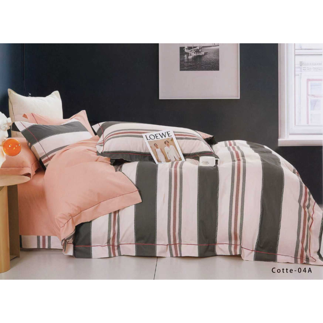 HOU-LLG0120-008 857針TC布套裝&nbsp;*4A條子款 (A8 單人 36”x75"床笠+枕袋+被袋/B8 雙人 54x75"床笠+枕袋+被袋/C8 加大 60x78"床笠+枕袋+被袋)