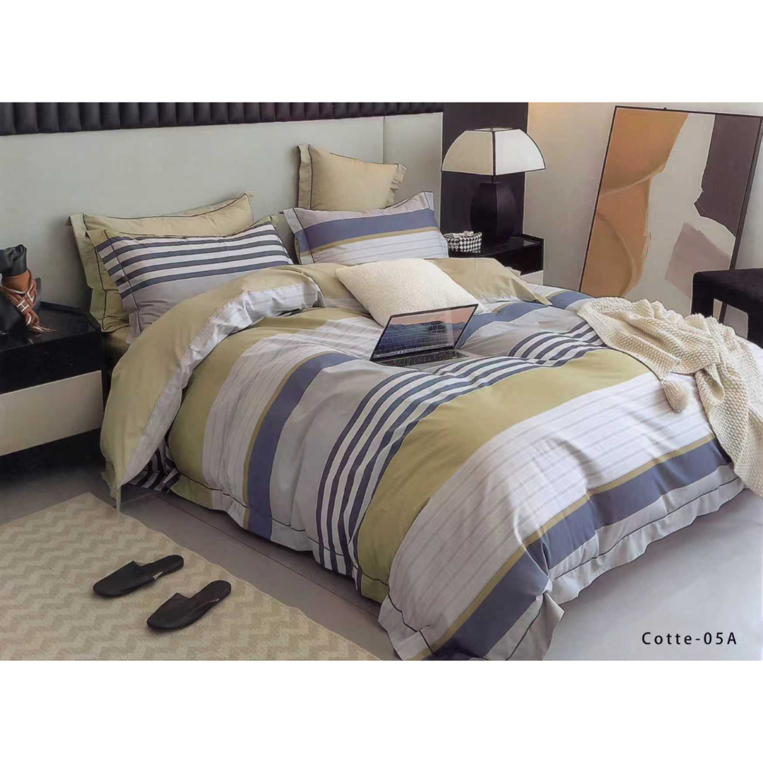 HOU-LLG0120-009 857針TC布套裝&nbsp;*5A 條子款 (A9 單人 36”x75"床笠+枕袋+被袋/B9 雙人 54x75"床笠+枕袋+被袋/C9 加大 60x78"床笠+枕袋+被袋)