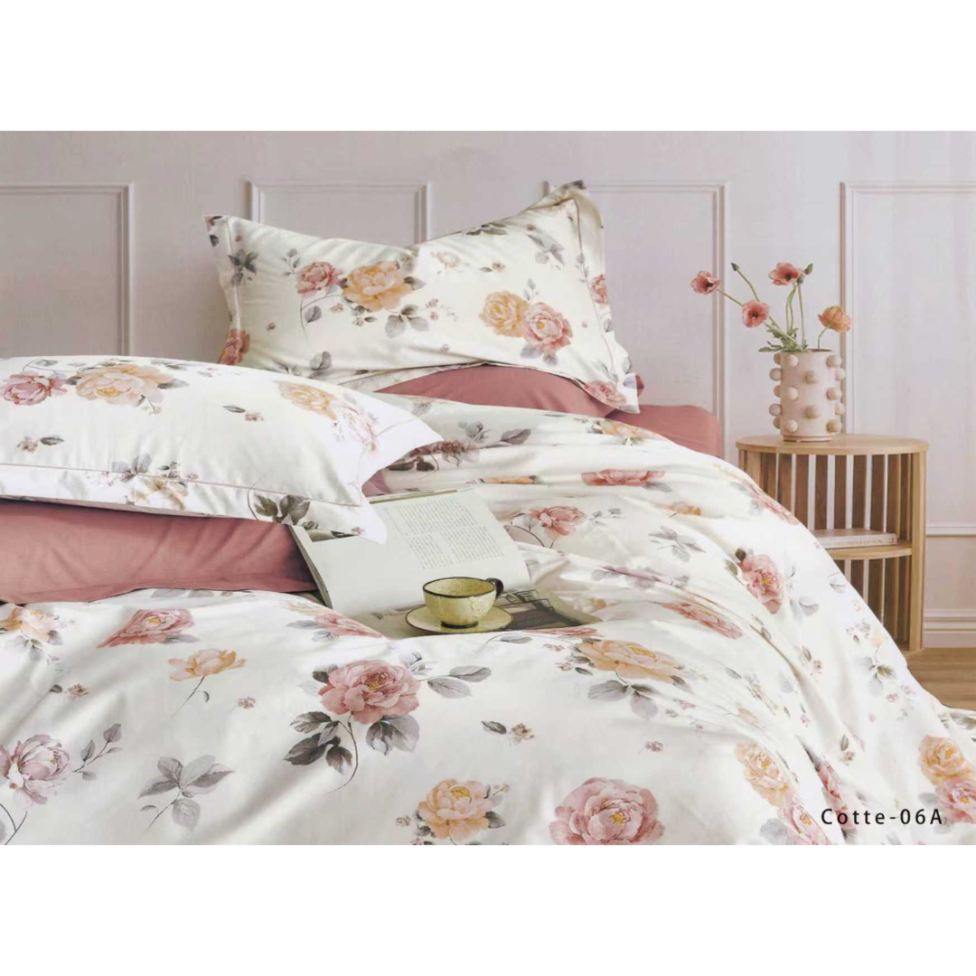 HOU-LLG0120-010 857針TC布套裝&nbsp;*6A印花款 (A10 單人 36”x75"床笠+枕袋+被袋/B10 雙人 54x75"床笠+枕袋+被袋/C10 加大 60x78"床笠+枕袋+被袋)