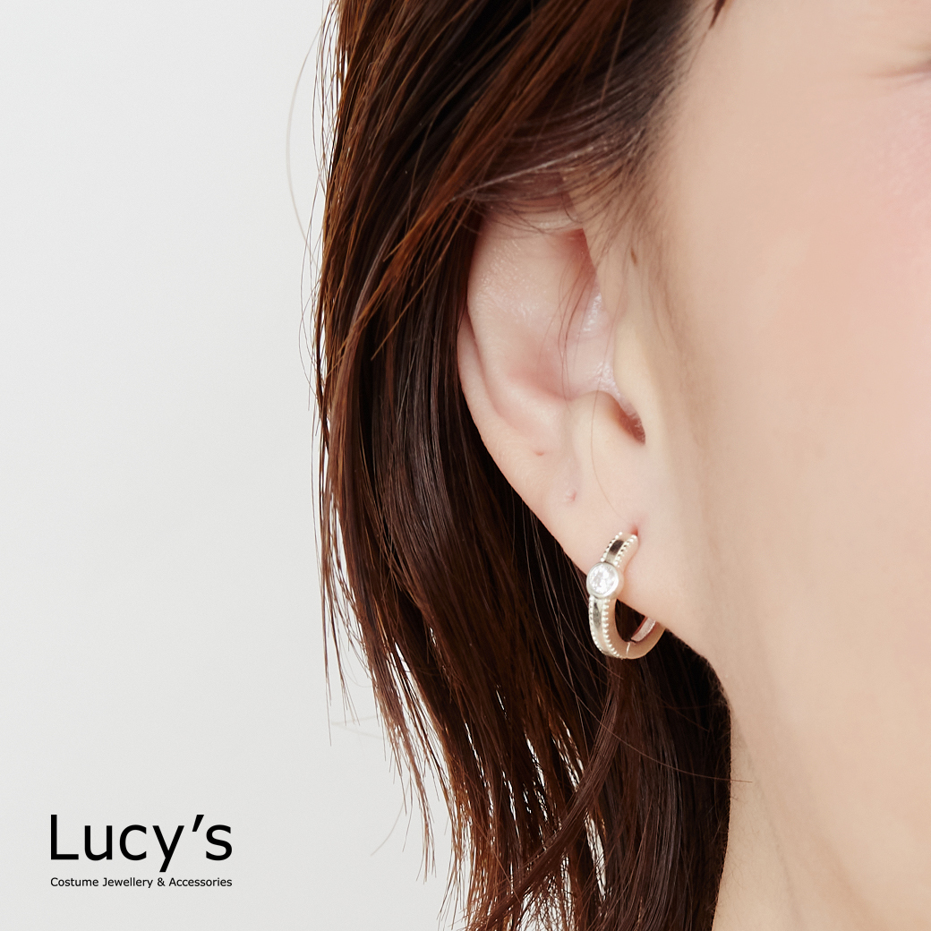 925純銀 邊界光點 易扣耳環 (125303)