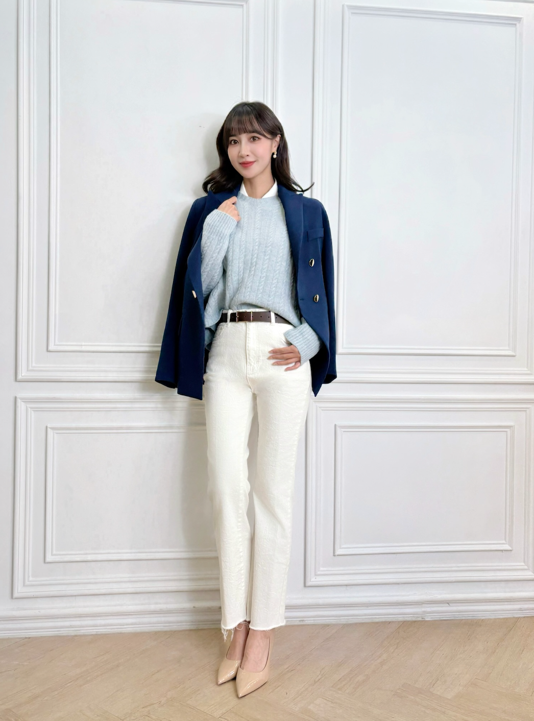 麻花織紋長袖羊毛上衣