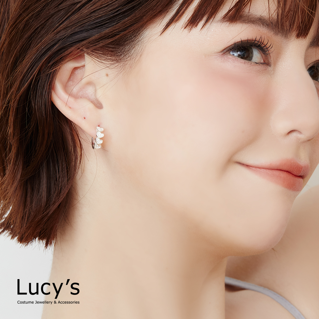 925純銀 愛心泡泡 易扣耳環 (122983)