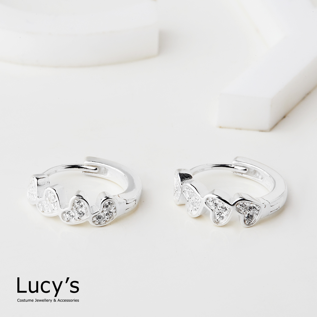 925純銀 愛心泡泡 易扣耳環 (122983)