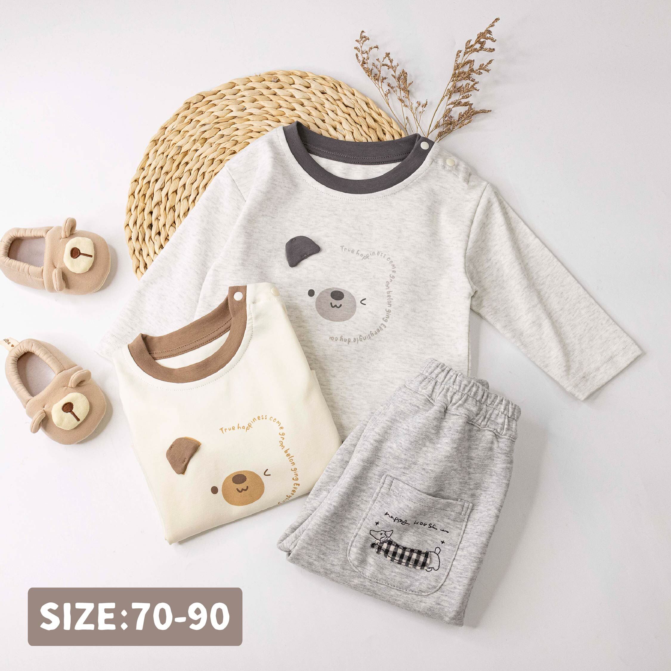 【H55930】字母輪廓熊熊上衣/內搭衣＊二色