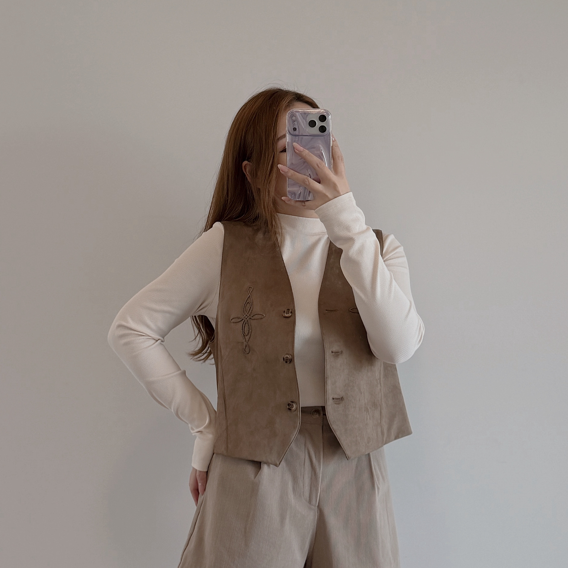 現貨 7371 深卡其刺繡馬甲