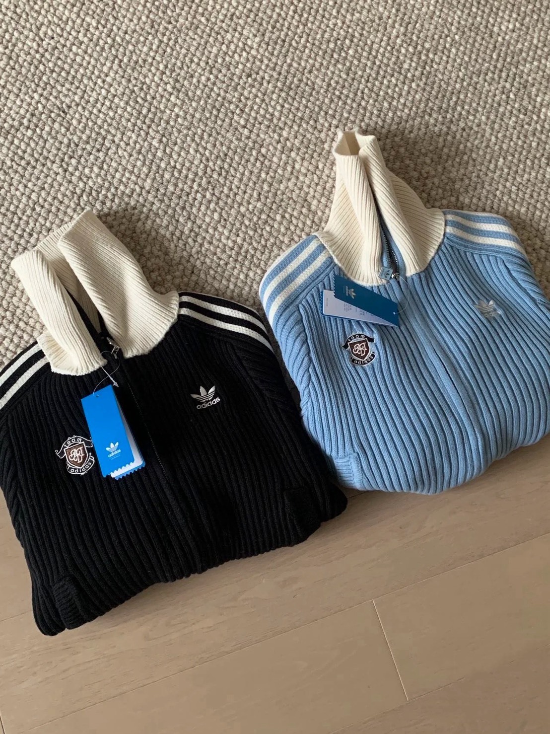 ADIDAS ORIGINALS TEAM FULLZIP 針織 雙拉鍊 外套 水藍 黑色 寶寶藍 宋雨琦同款 女款 KF0719 KF0720