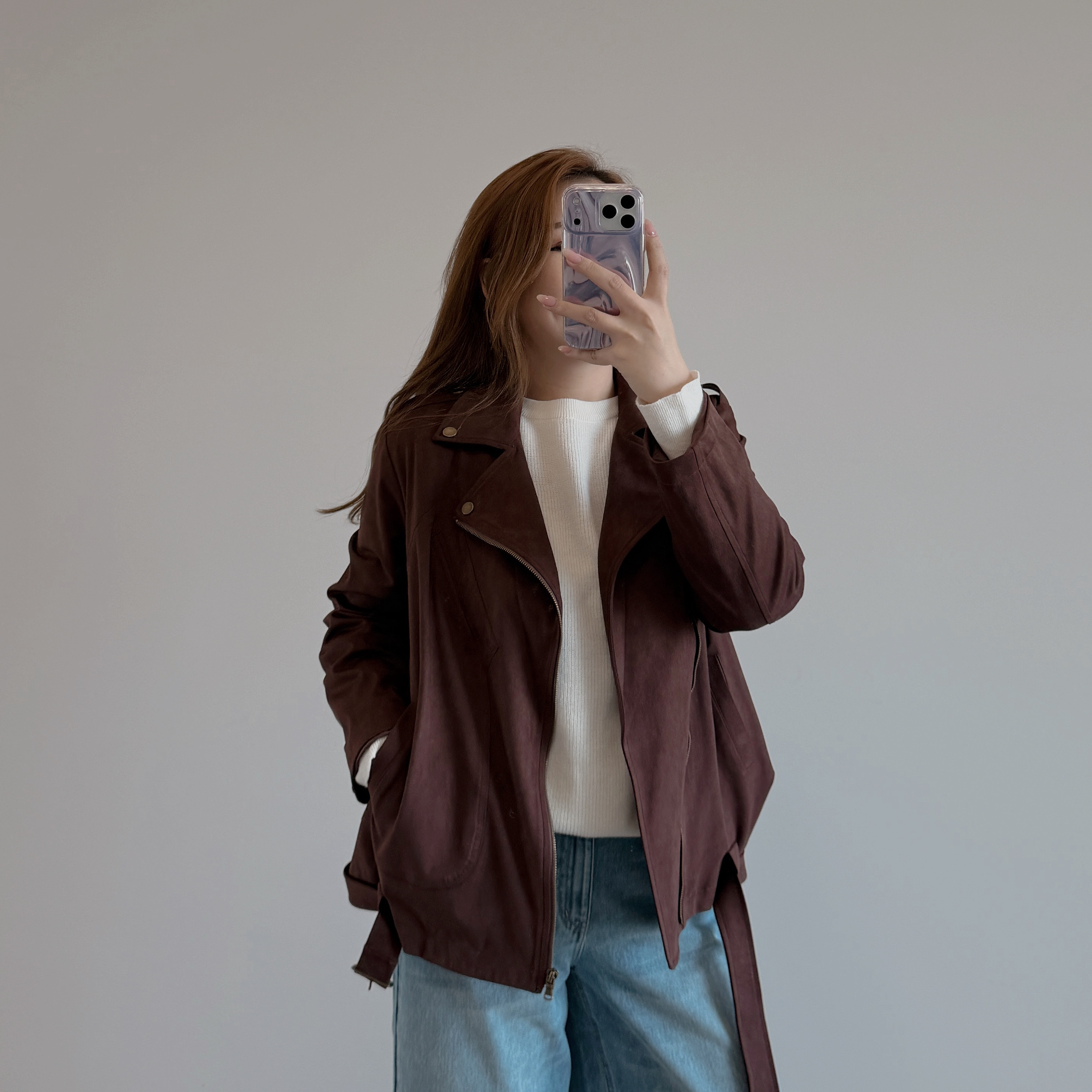 現貨 7372 深咖軟身Biker Jacket