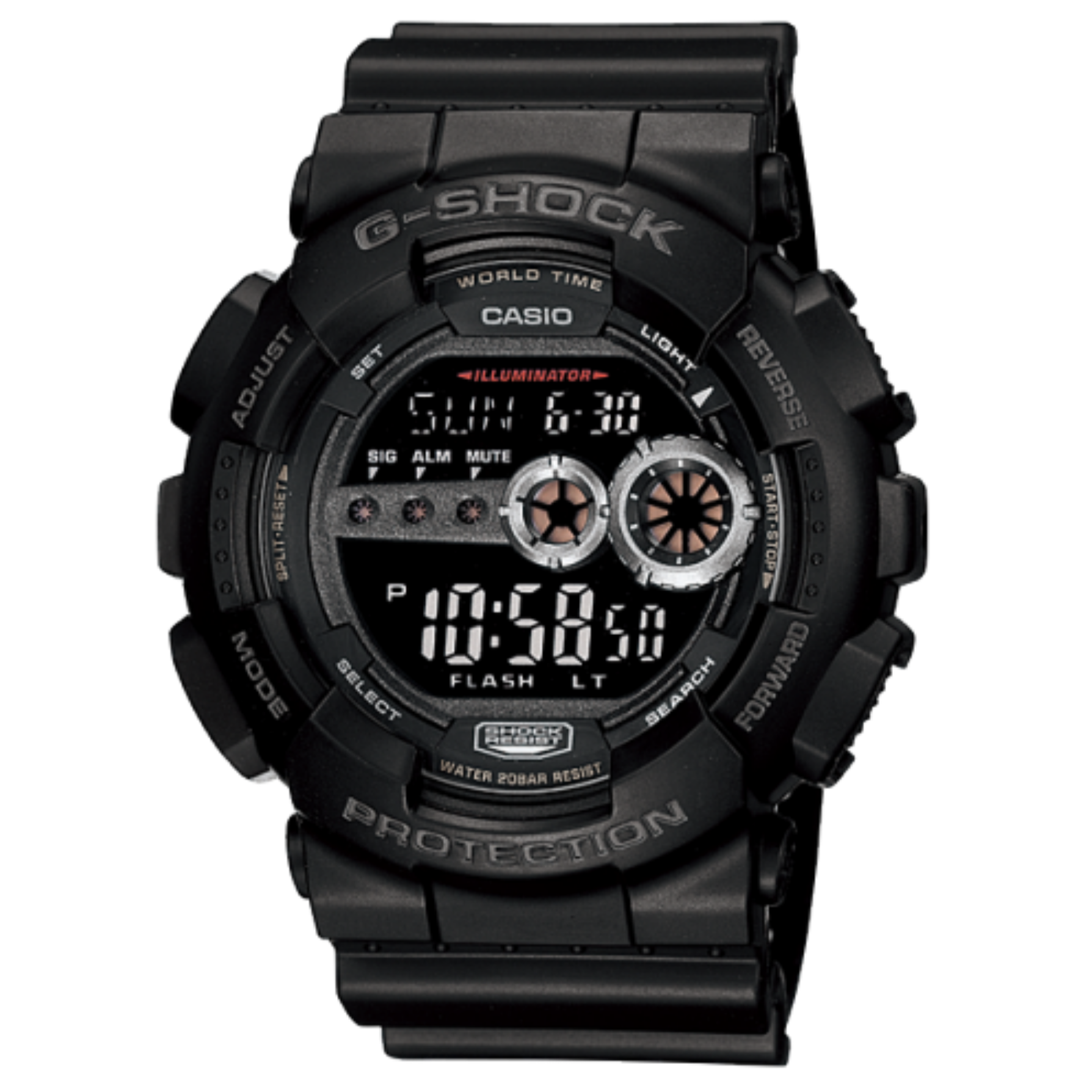 【CASIO 卡西歐】G-SHOCK 大螢幕多功能耐衝擊 電子錶 手錶 GD-100-1B