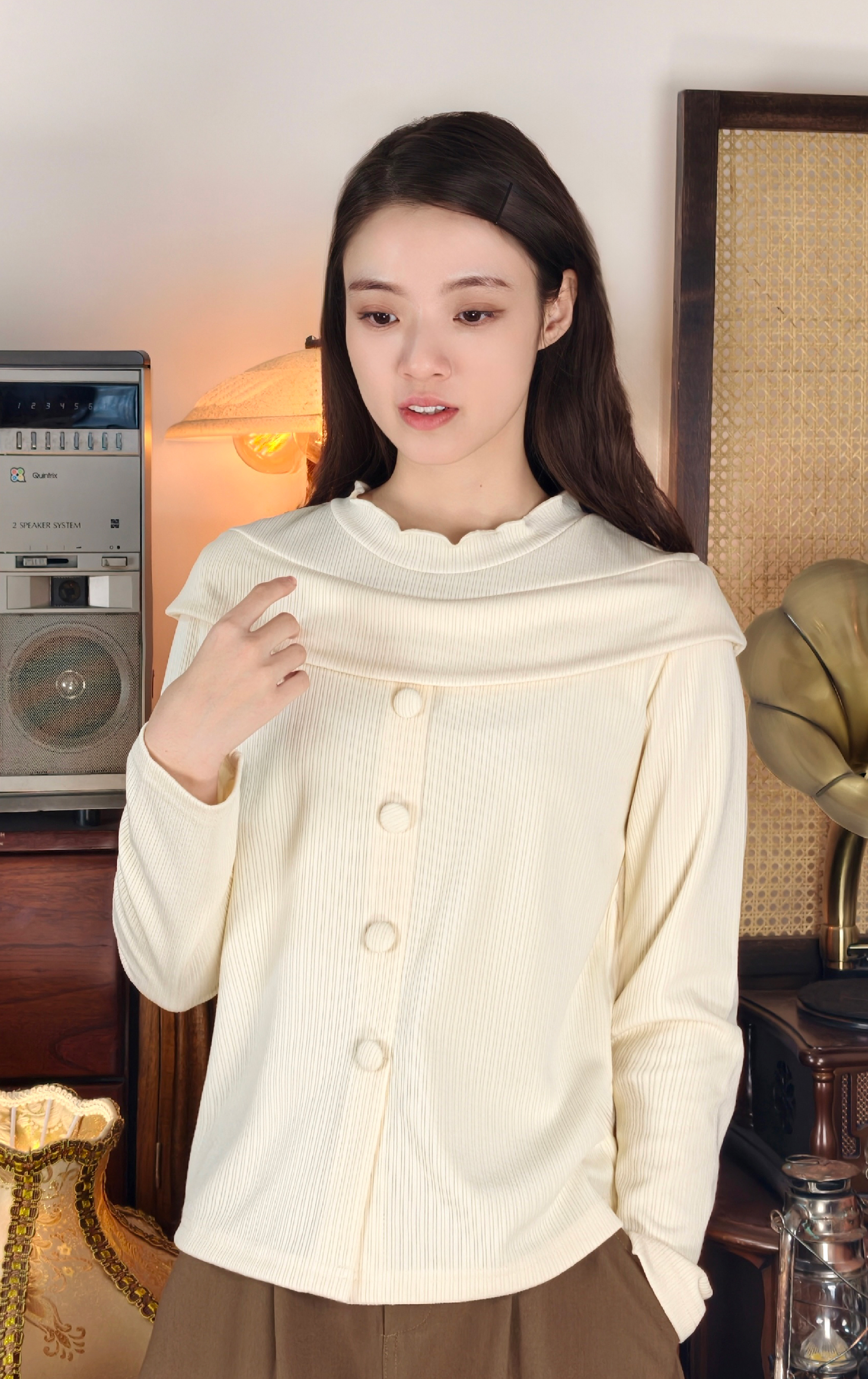 Ribbed Knit Twisted Top LT0346