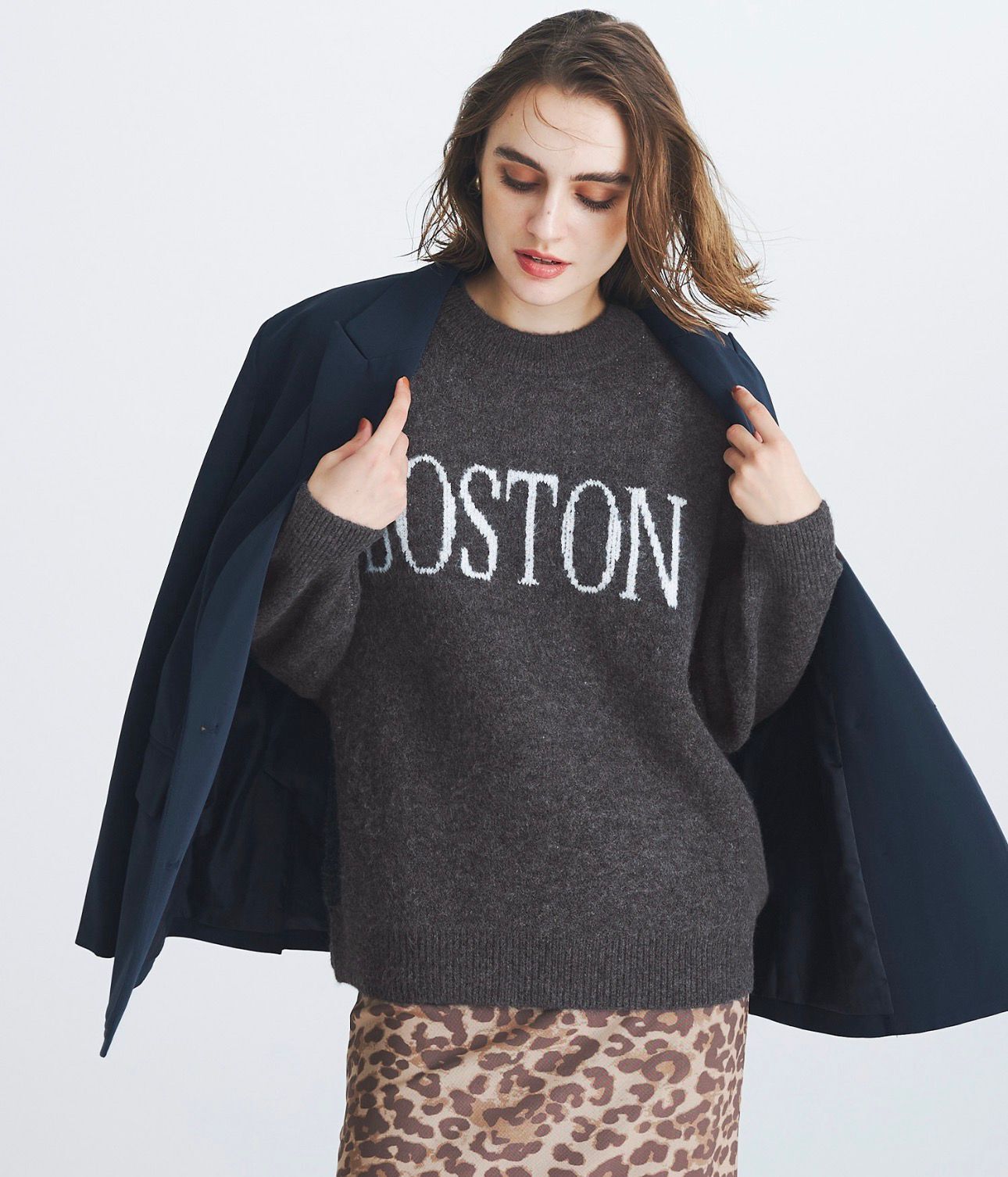 【預購】JN012003 COCA 炭灰色針織長袖上衣