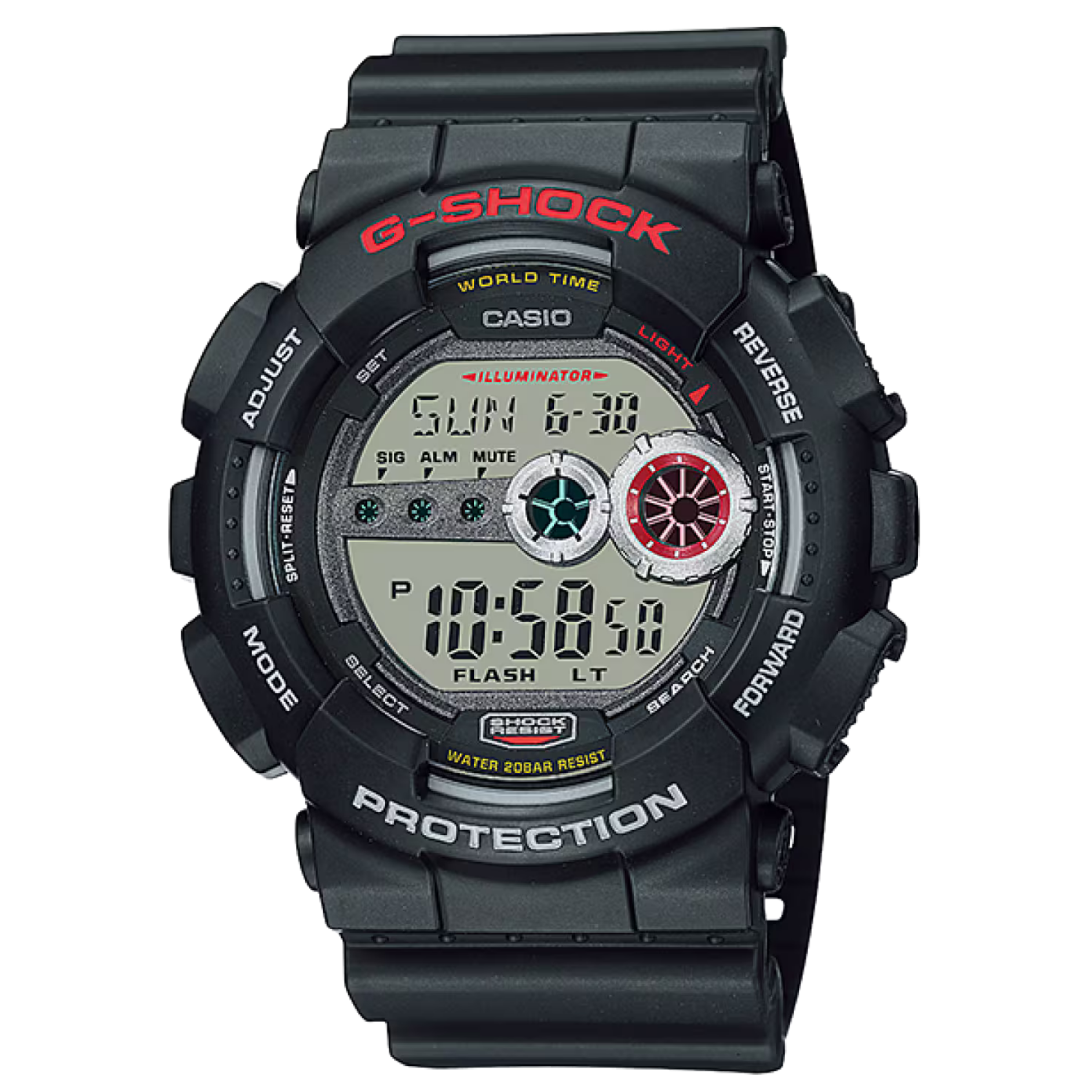 預購款【CASIO 卡西歐】G-SHOCK 大螢幕多功能耐衝擊 電子錶 手錶 GD-100-1A