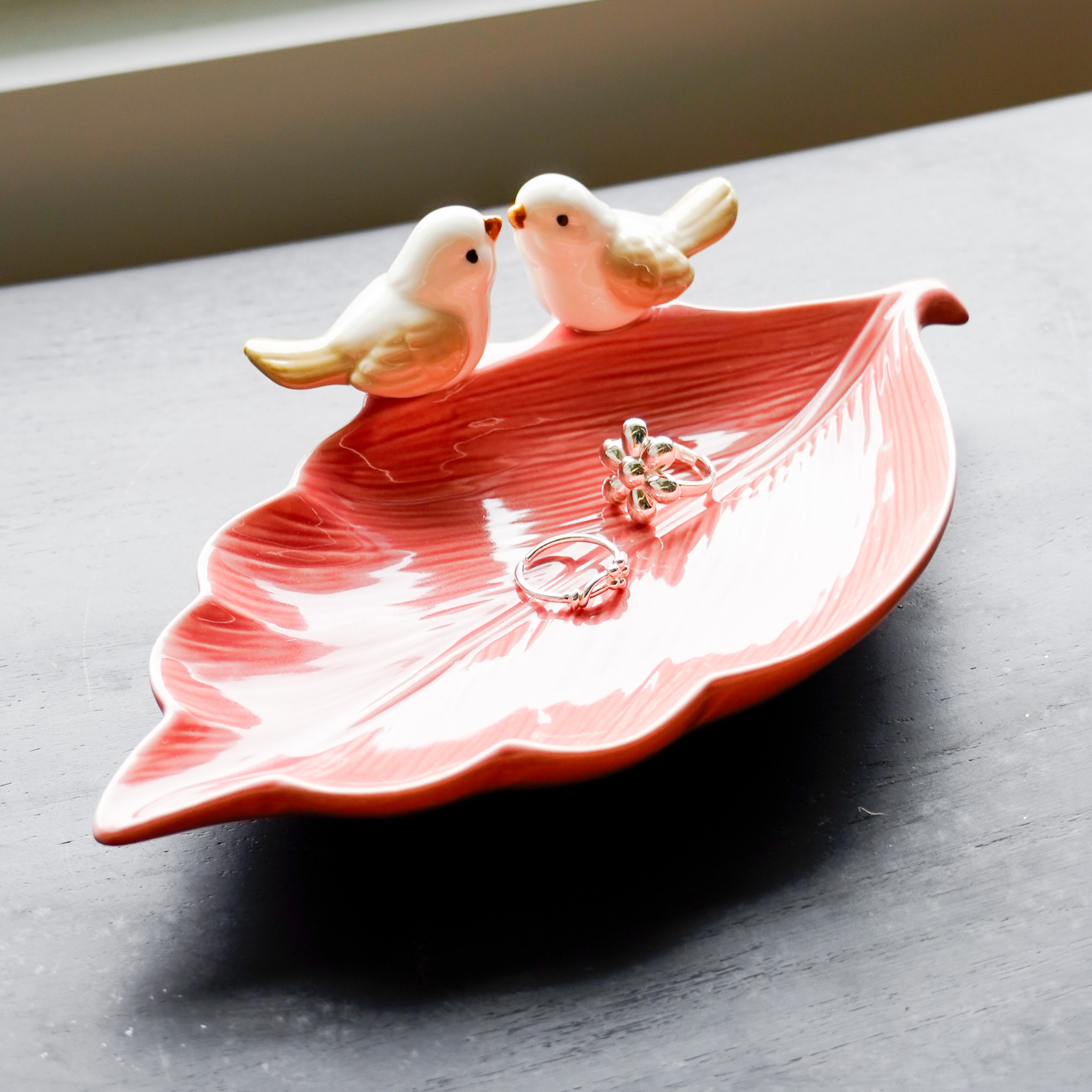 葉形陶瓷喜鵲收納盤 三色售