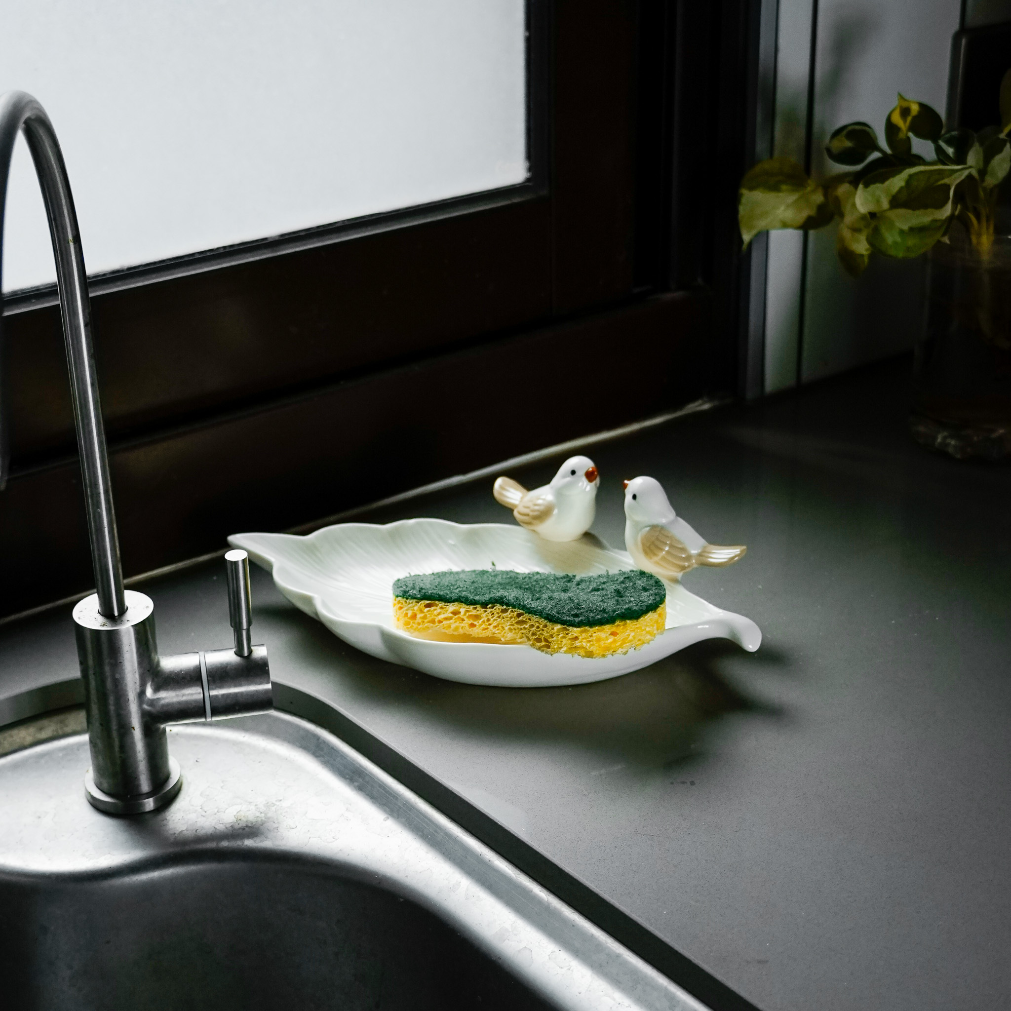 葉形陶瓷喜鵲收納盤 三色售