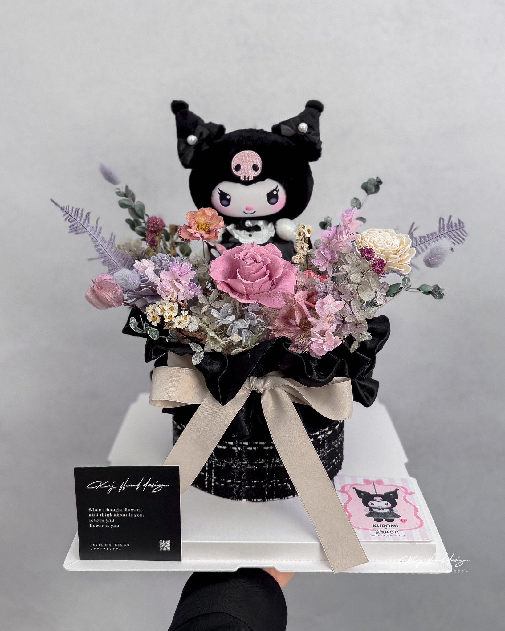 酷洛米x美樂蒂 黑粉系列永生花禮