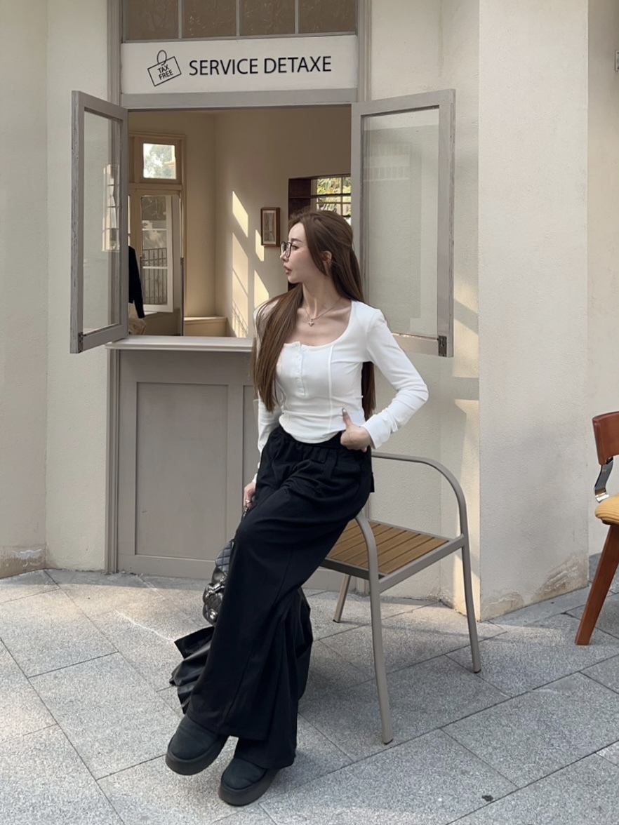 寬鬆個性後翻蓋棉褲（無加絨）