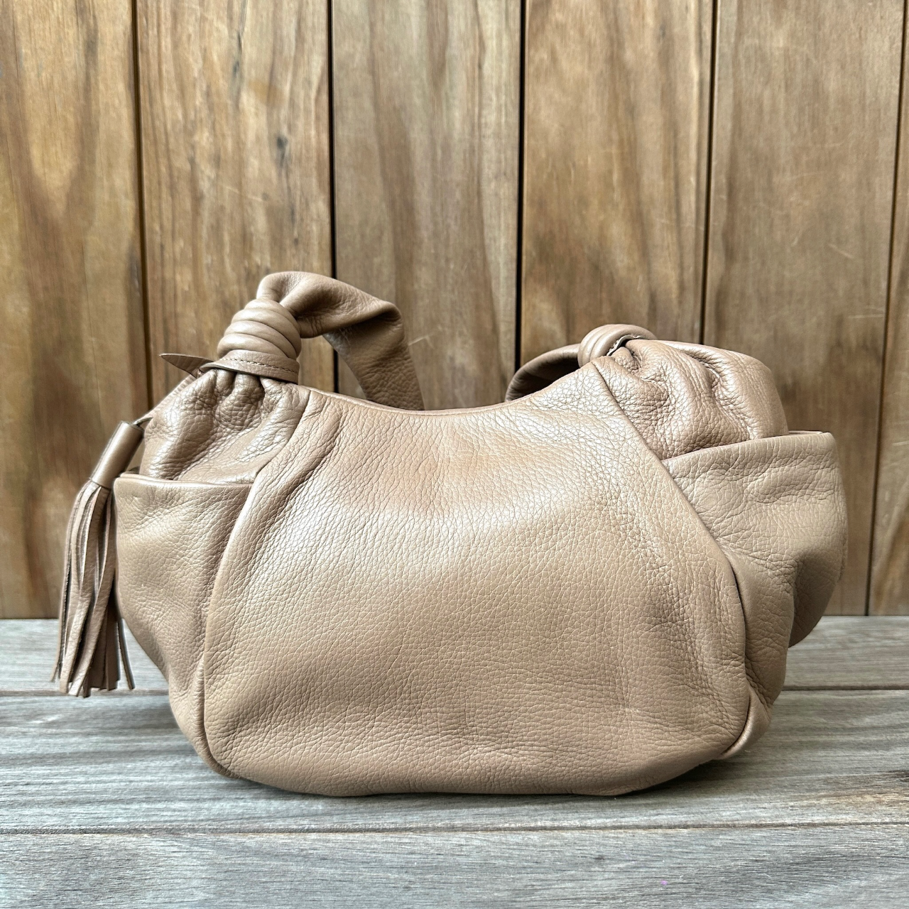 法國牌子 Gres Paris 奶茶色中古皮袋