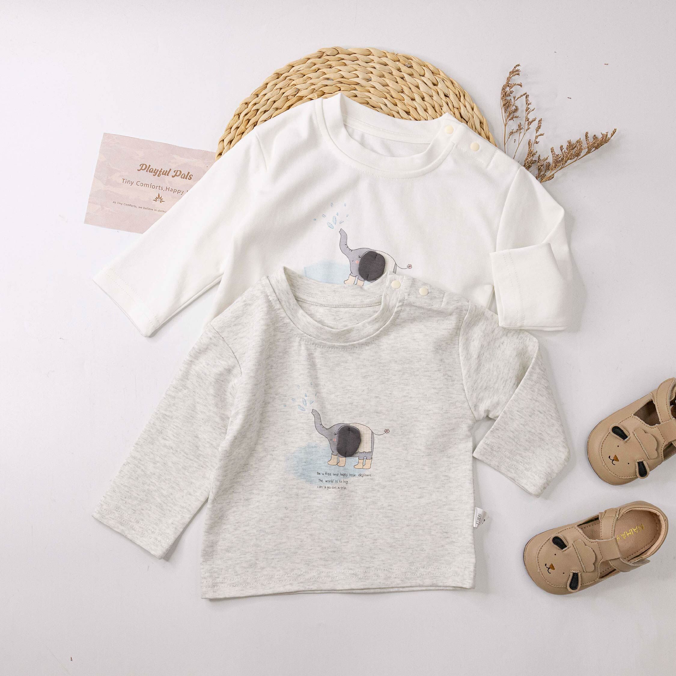 【H55929】淘氣小象玩水趣上衣/內搭衣＊二色