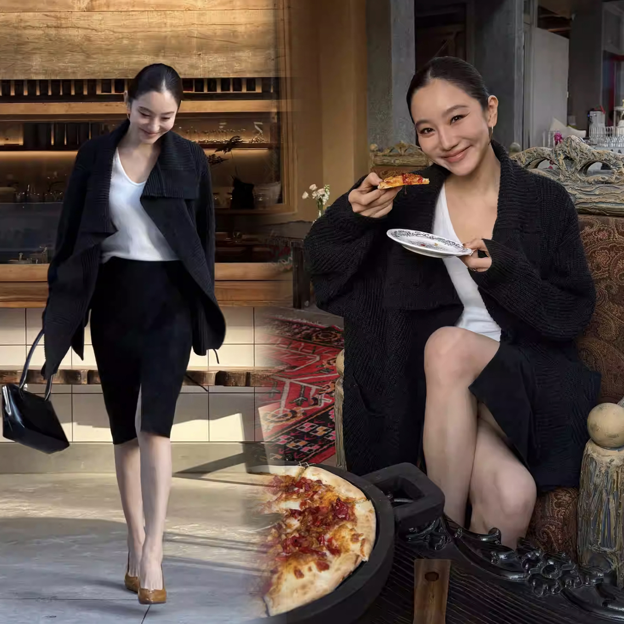 經典黑不規則領片造型針織外套-S-L (Elegant & Love)