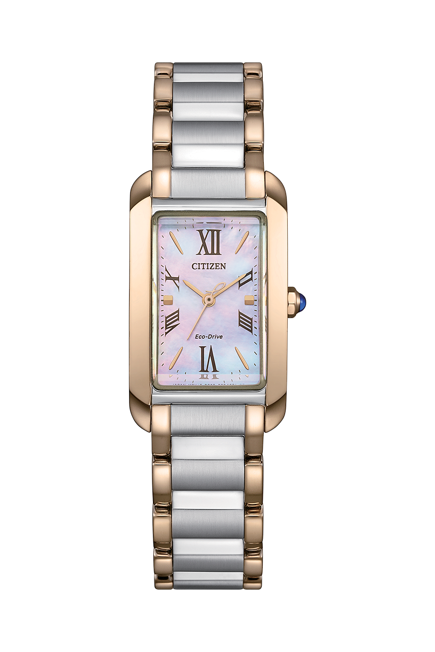 Citizen 星辰 L SQUARE Collection analog solar Eco-Drive ladies watch EW5624-54Y L女裝系列全新腕錶秉承典雅設計 珍珠貝殼錶盤,圓潤俐落的方形錶殼細膩優美, 結合輕奢金屬質感