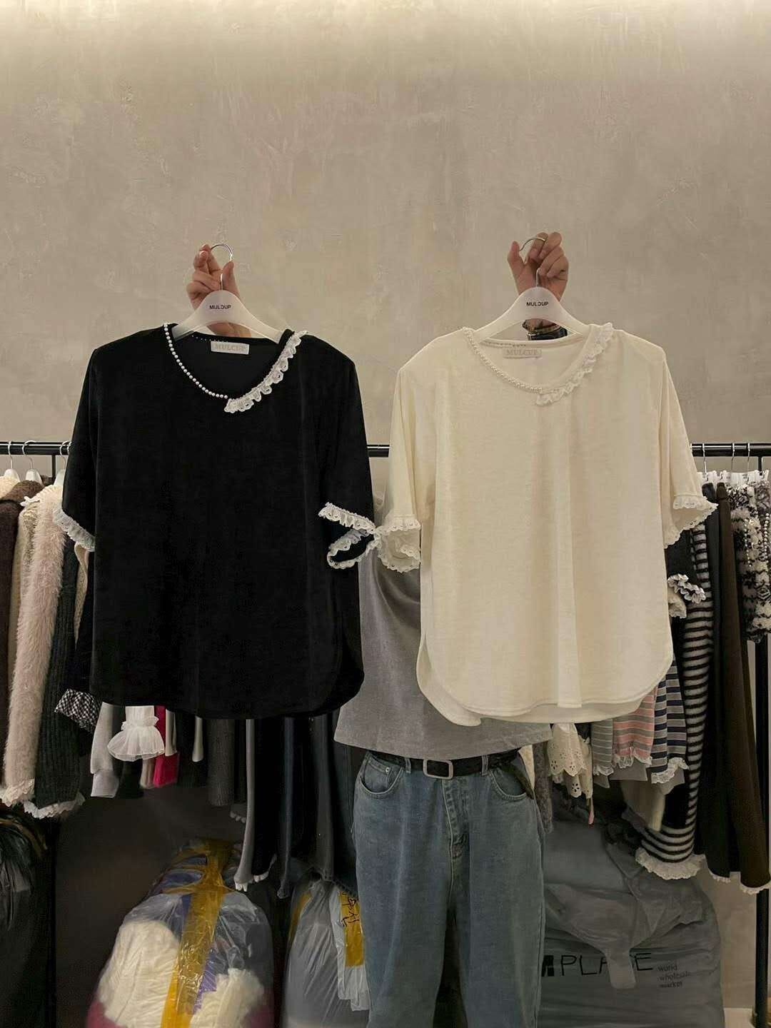 MP5412 珠珠拼花包邊圓領上衣 *特價* (優惠碼同充值購物金不適用)