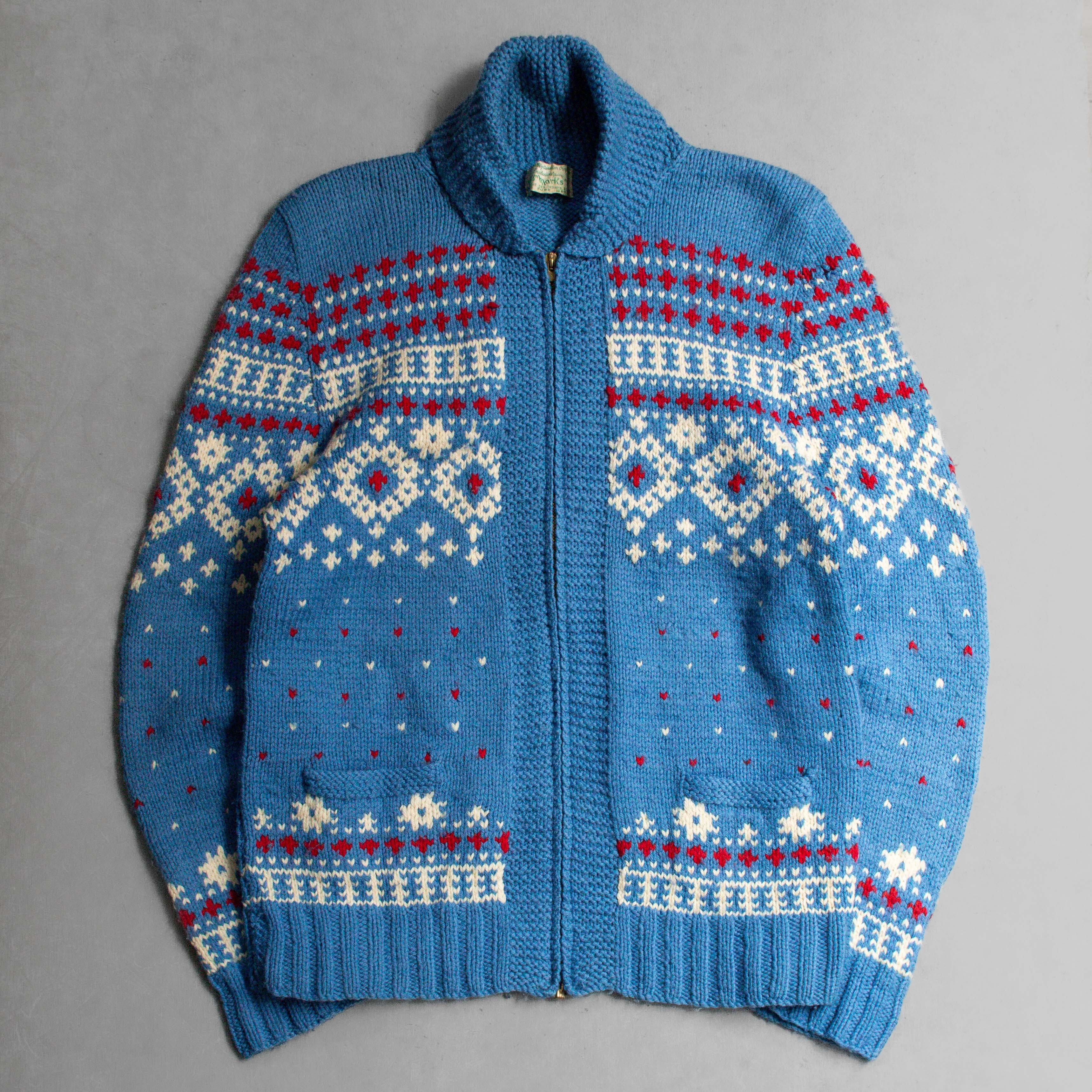 VINTAGE COWICHAN CARDIGAN 美國 淺藍 雪花 羊毛 針織 考津 毛衣 外套