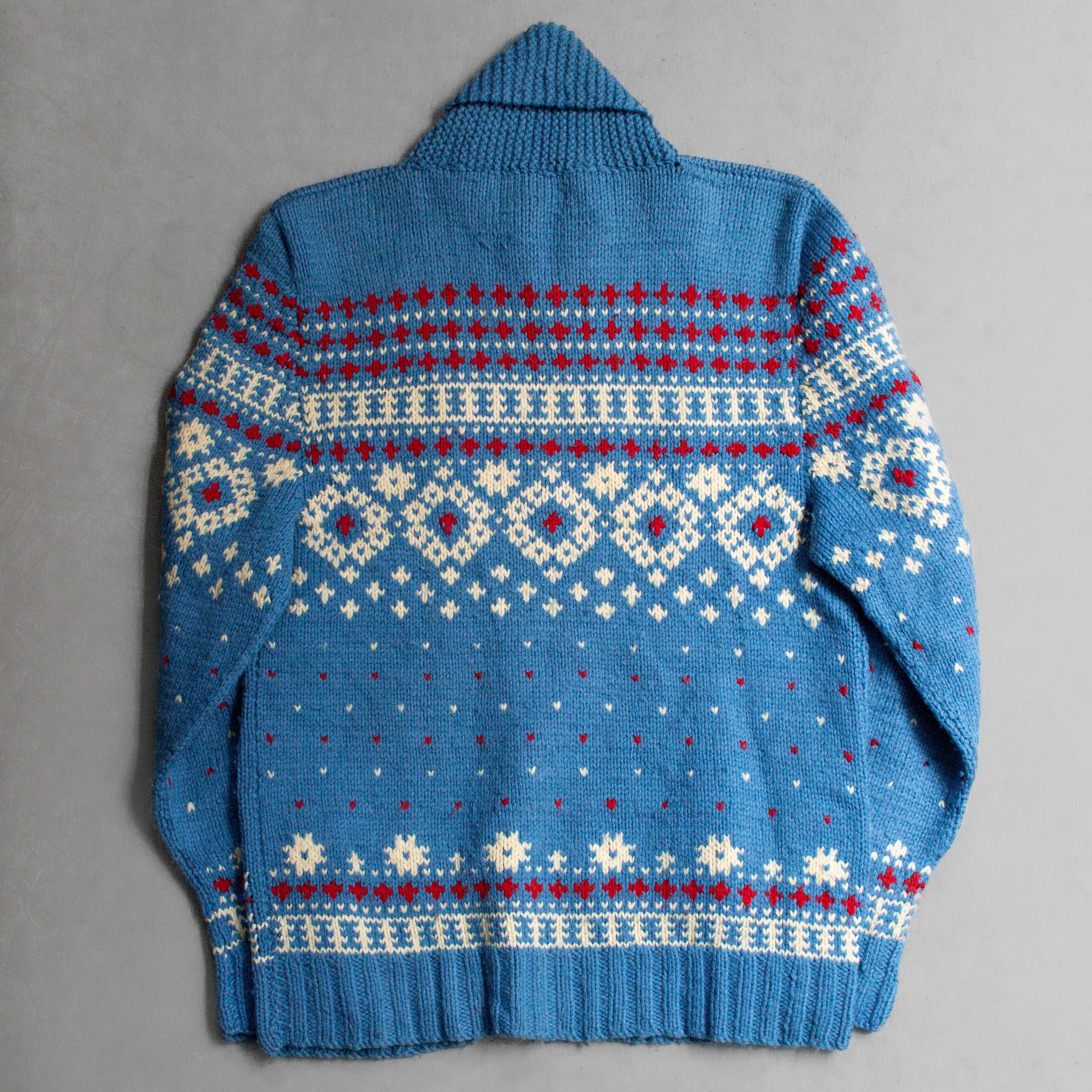 VINTAGE COWICHAN CARDIGAN 美國 淺藍 雪花 羊毛 針織 考津 毛衣 外套