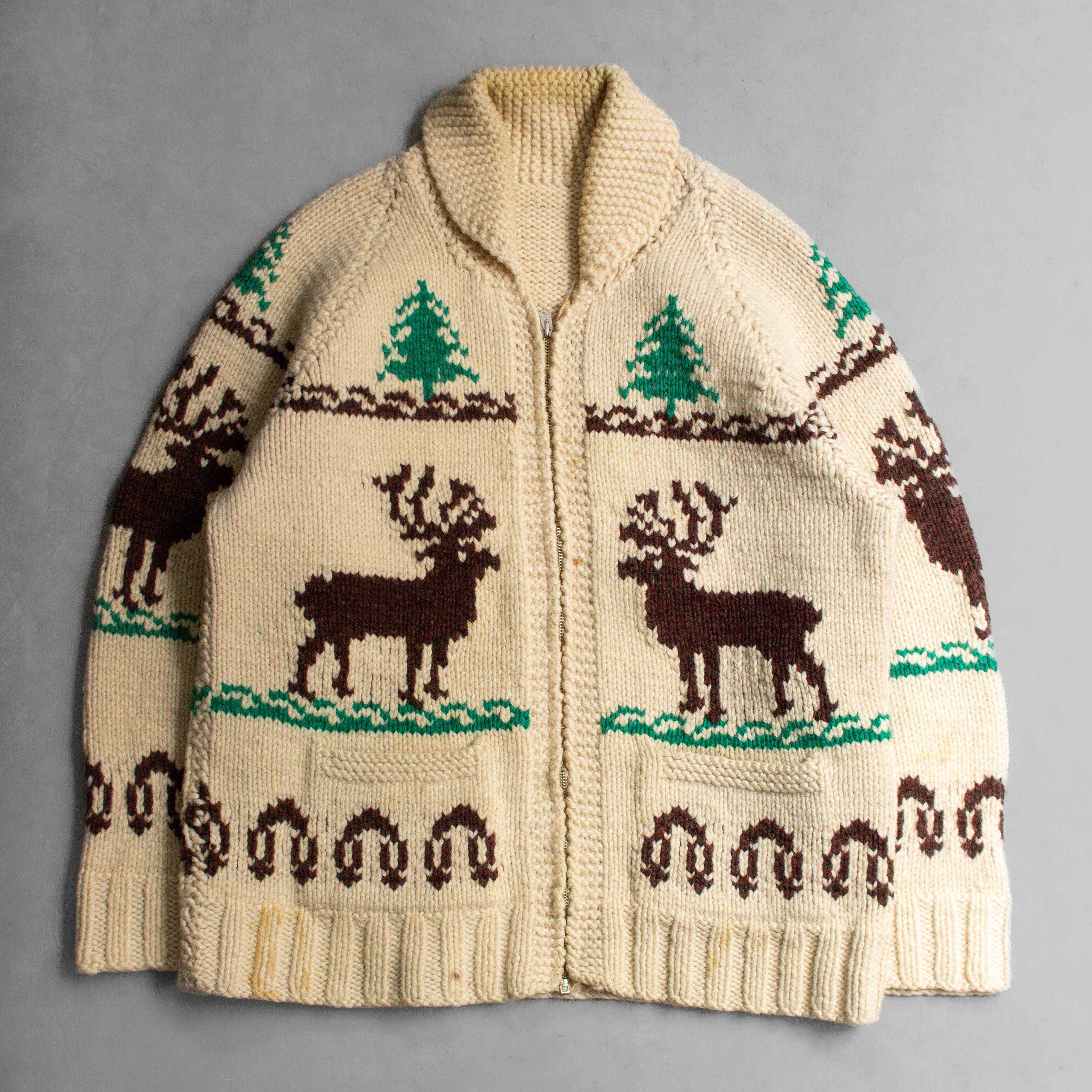 VINTAGE COWICHAN CARDIGAN 加拿大 米白 馴鹿 羊毛 針織 考津 毛衣 外套