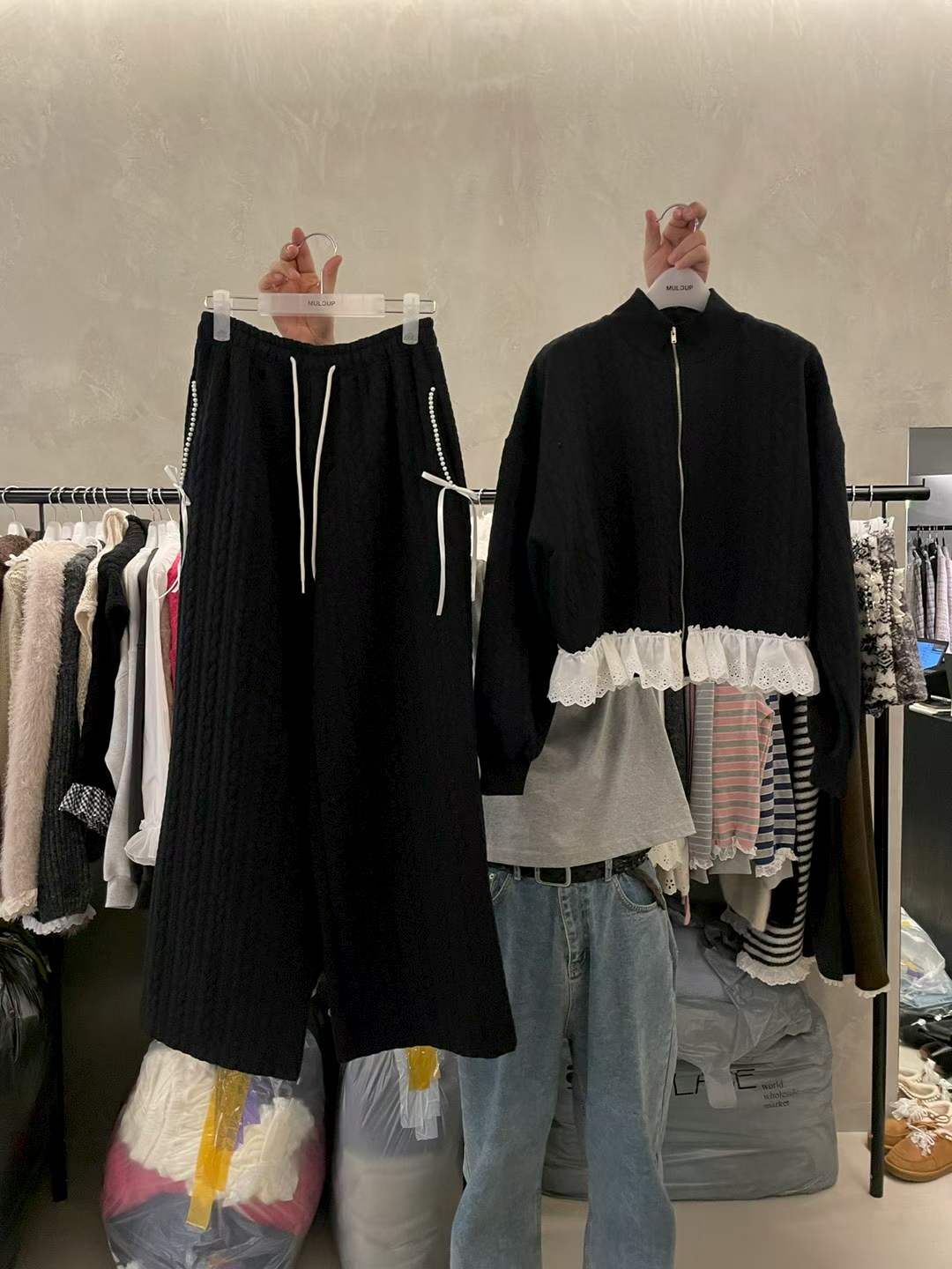 MP5416 麻花印花拉鏈外套休閒褲套裝 *特價* (優惠碼同充值購物金不適用)